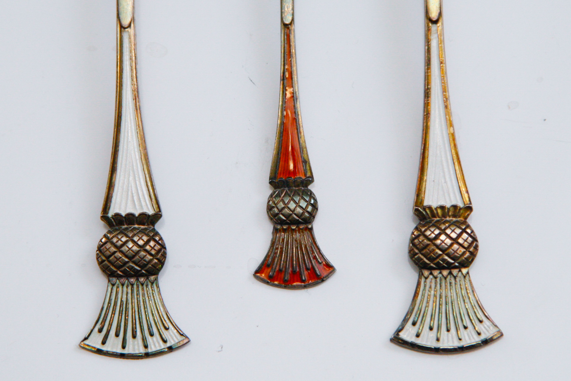 Norwegian Sterling Silver Enameled Spoons and Fork
