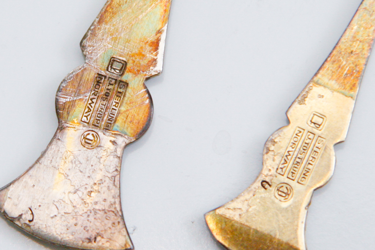 Norwegian Sterling Silver Enameled Spoons and Fork