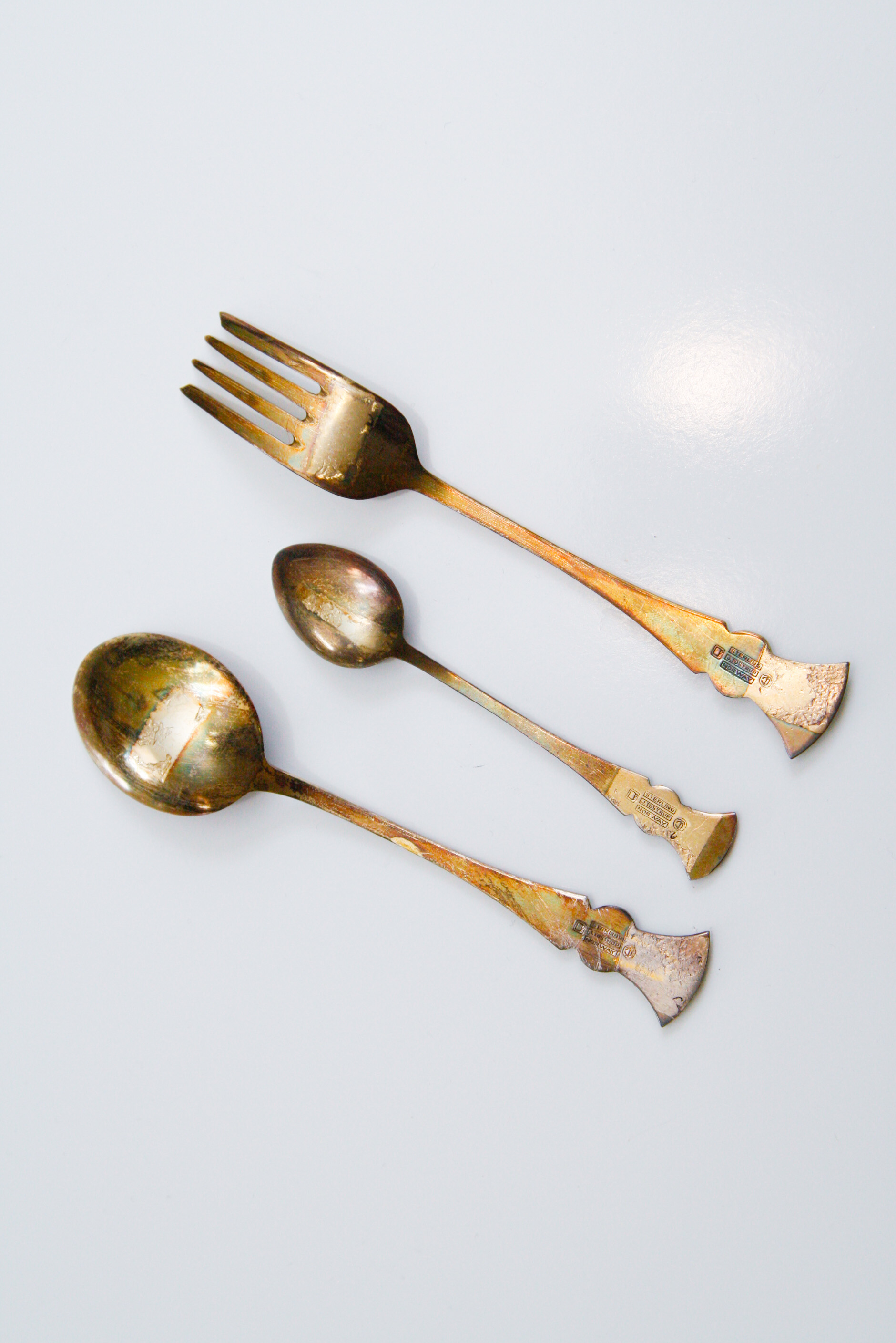 Norwegian Sterling Silver Enameled Spoons and Fork