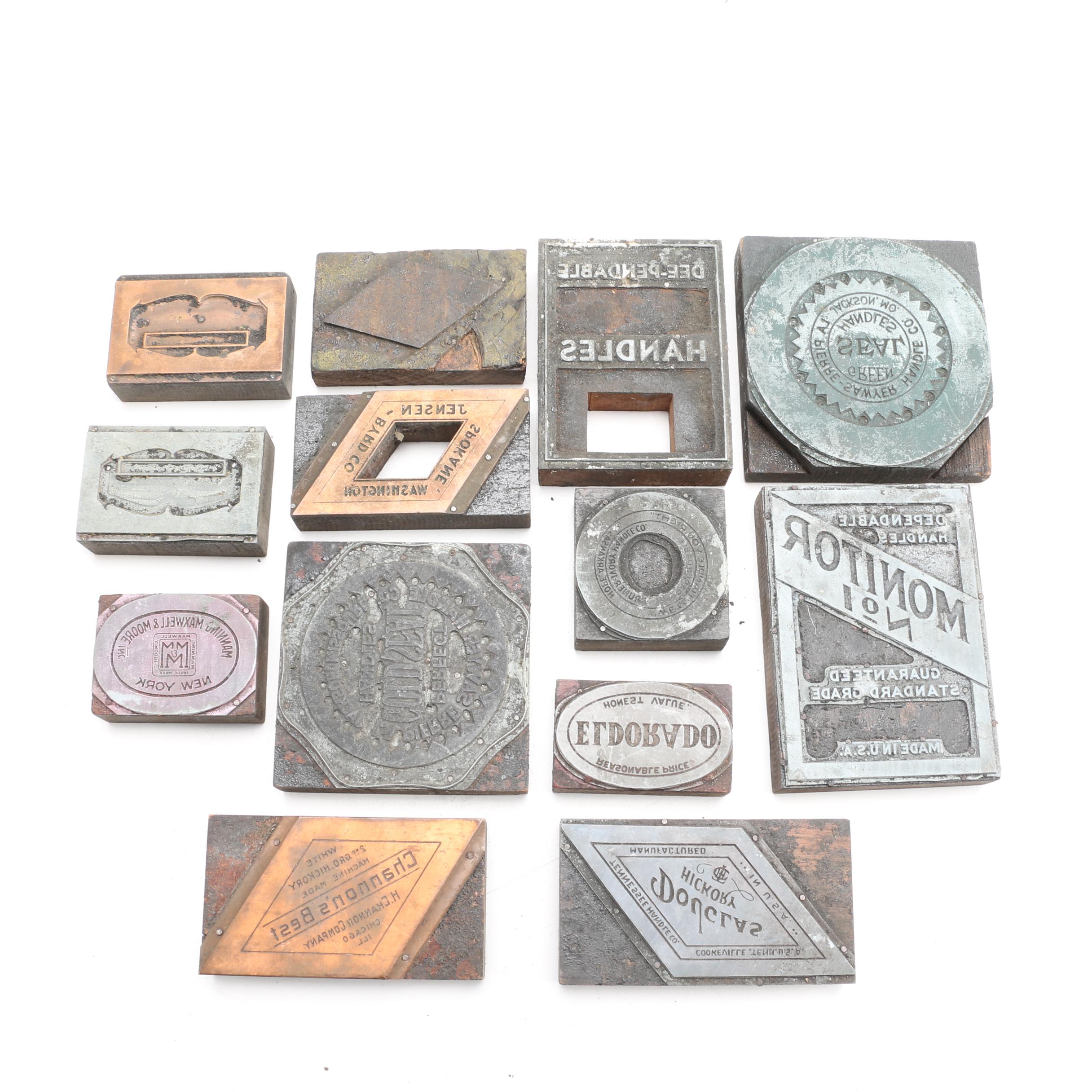 Printing Blocks Including Blank Nameplate and Handle Brands