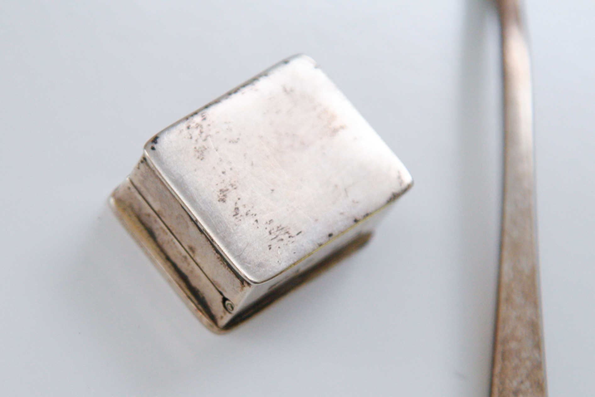 Sterling Silver Teaspoon and Monogrammed Pillbox