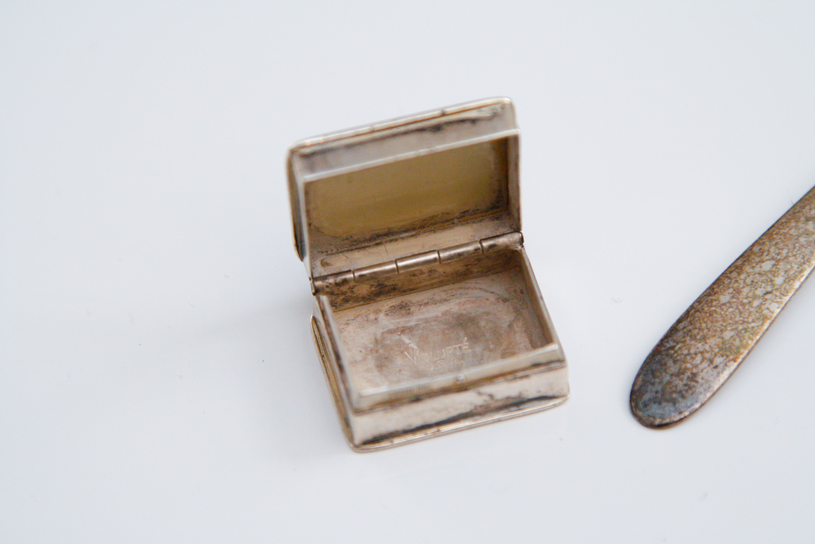 Sterling Silver Teaspoon and Monogrammed Pillbox