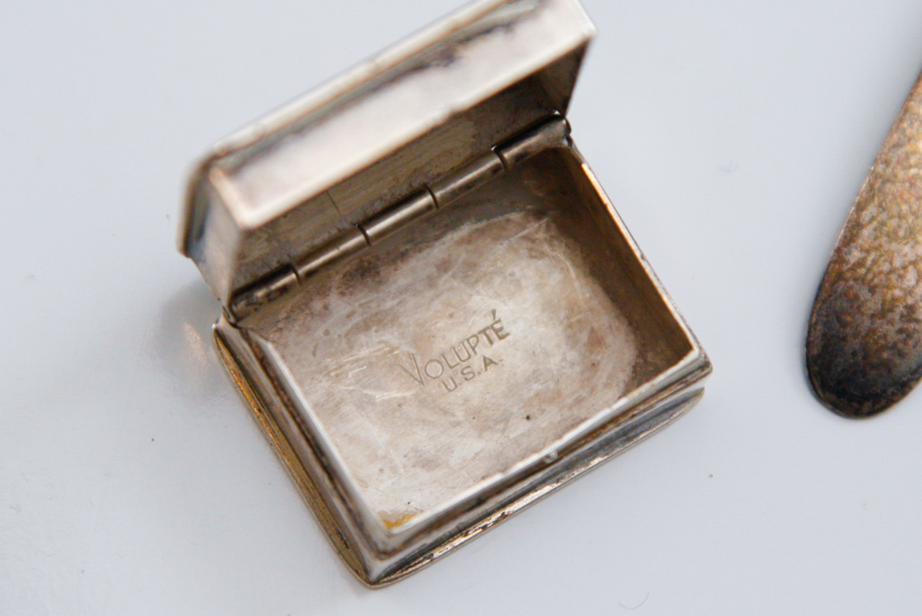 Sterling Silver Teaspoon and Monogrammed Pillbox