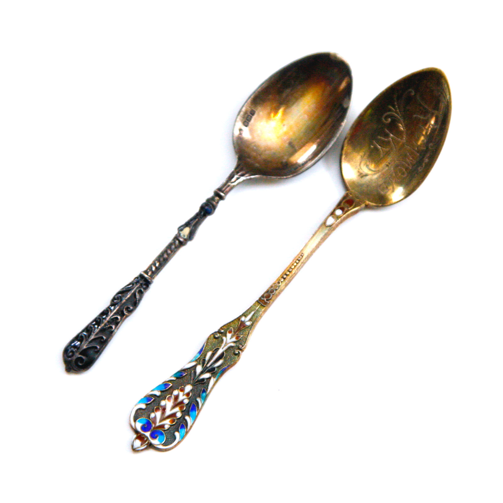 Gorham Sterling and Enamel Spoon and a Plique-à-Jour Spoon