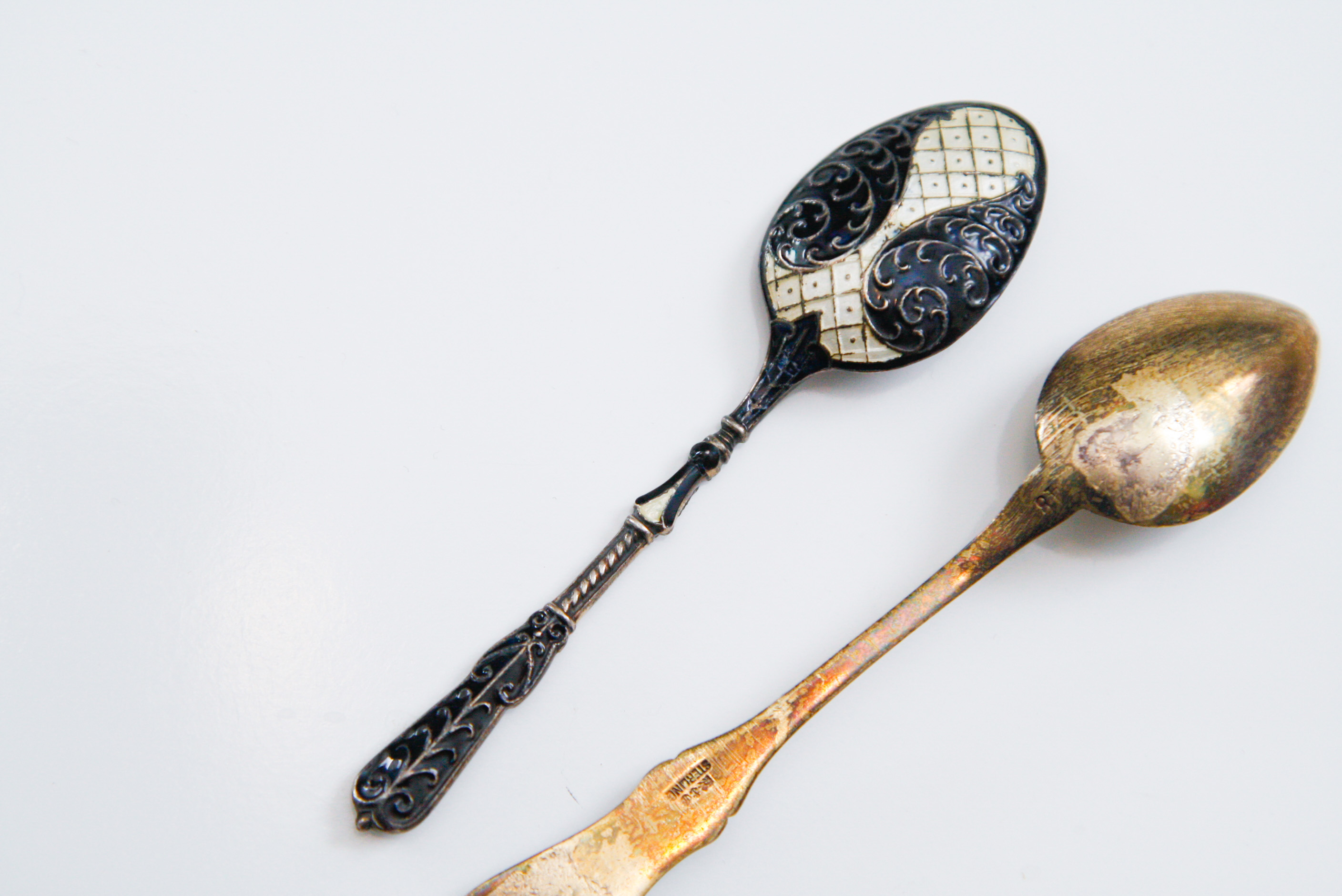 Gorham Sterling and Enamel Spoon and a Plique-à-Jour Spoon
