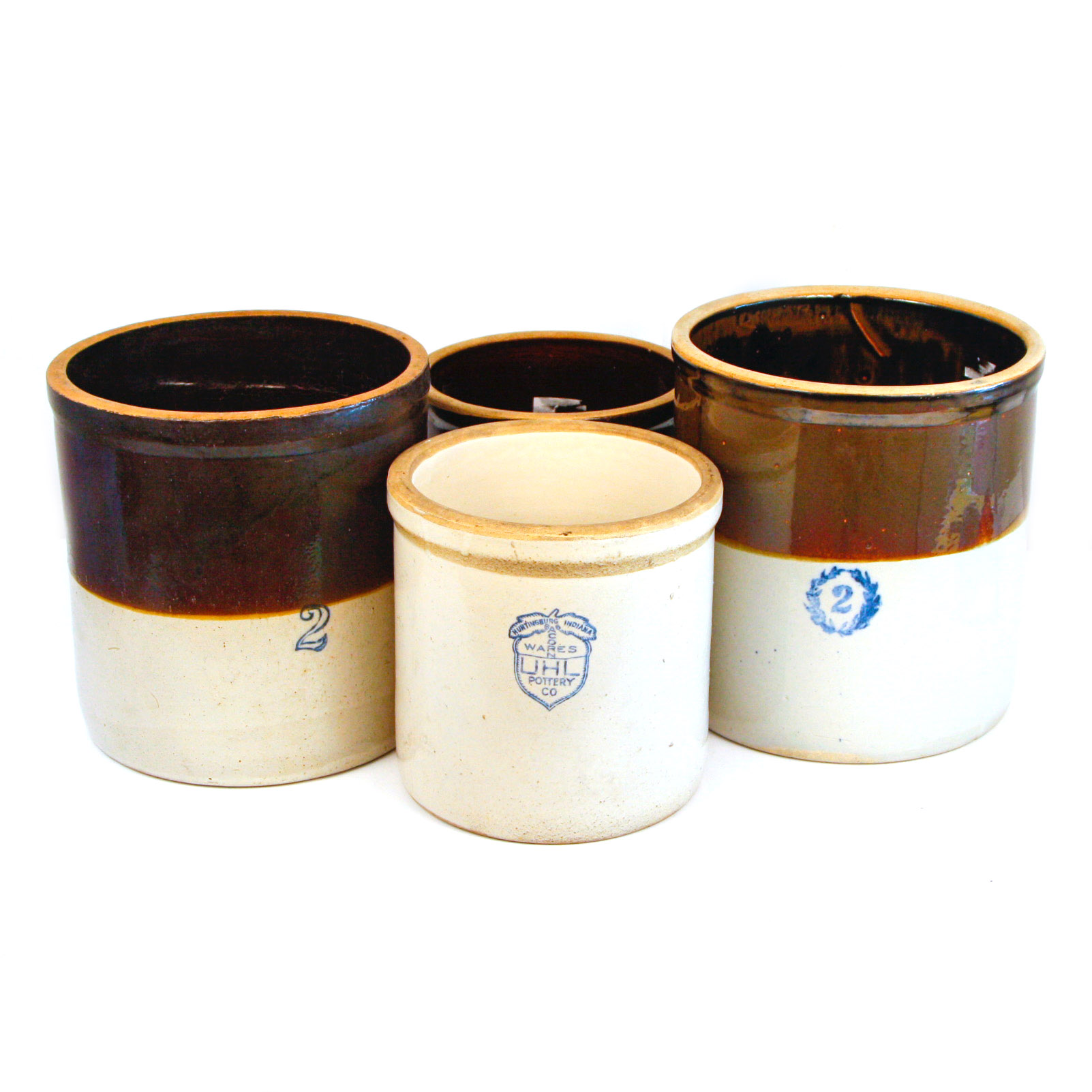 Collection of Antique Stoneware Pickling Crocks