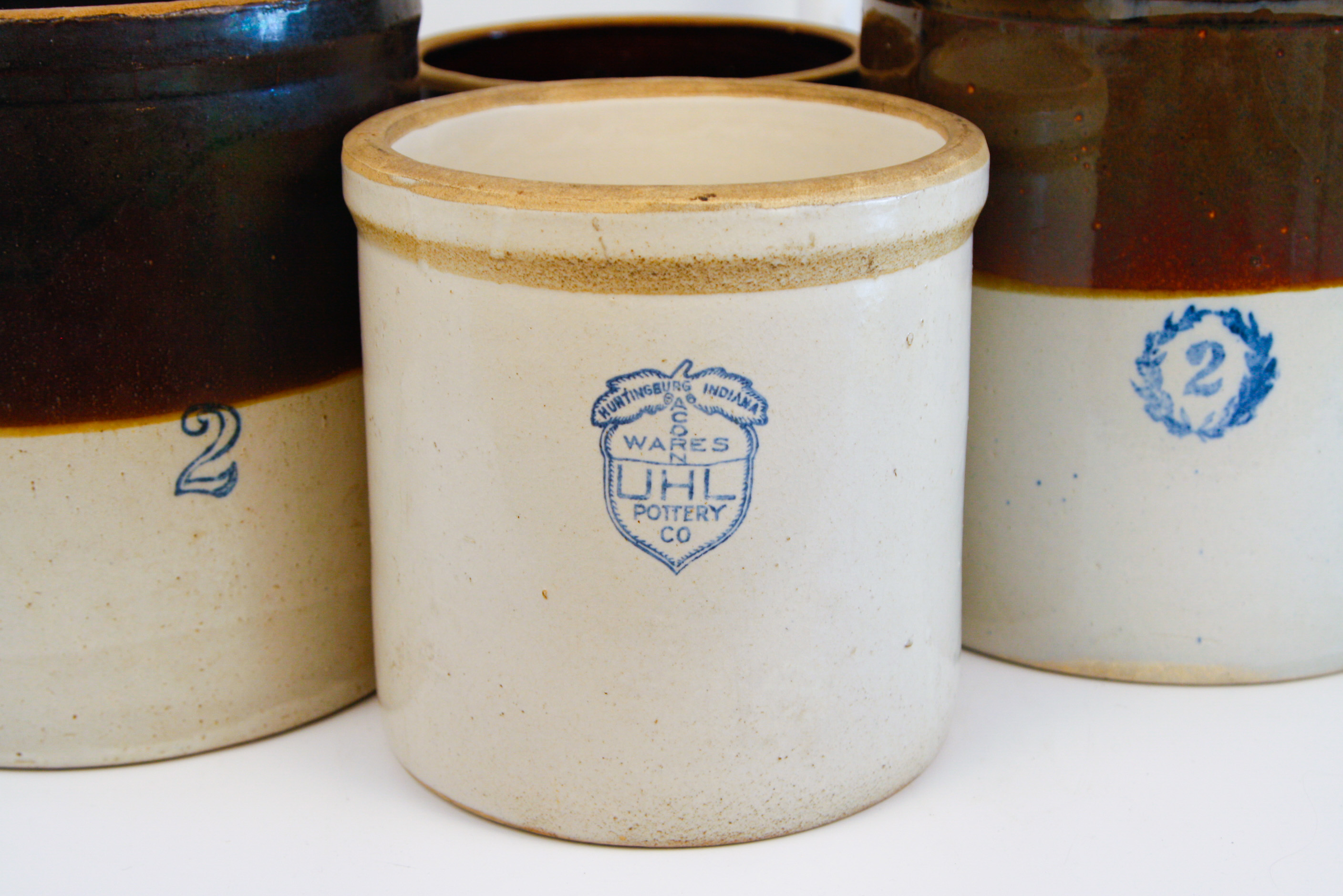 Collection of Antique Stoneware Pickling Crocks