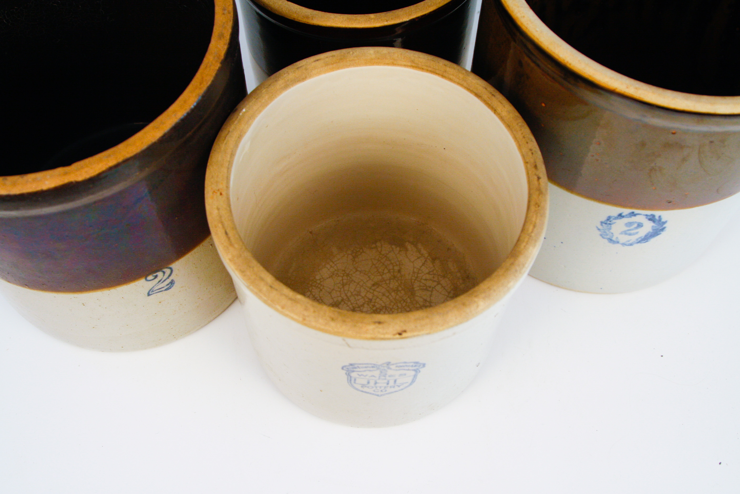 Collection of Antique Stoneware Pickling Crocks