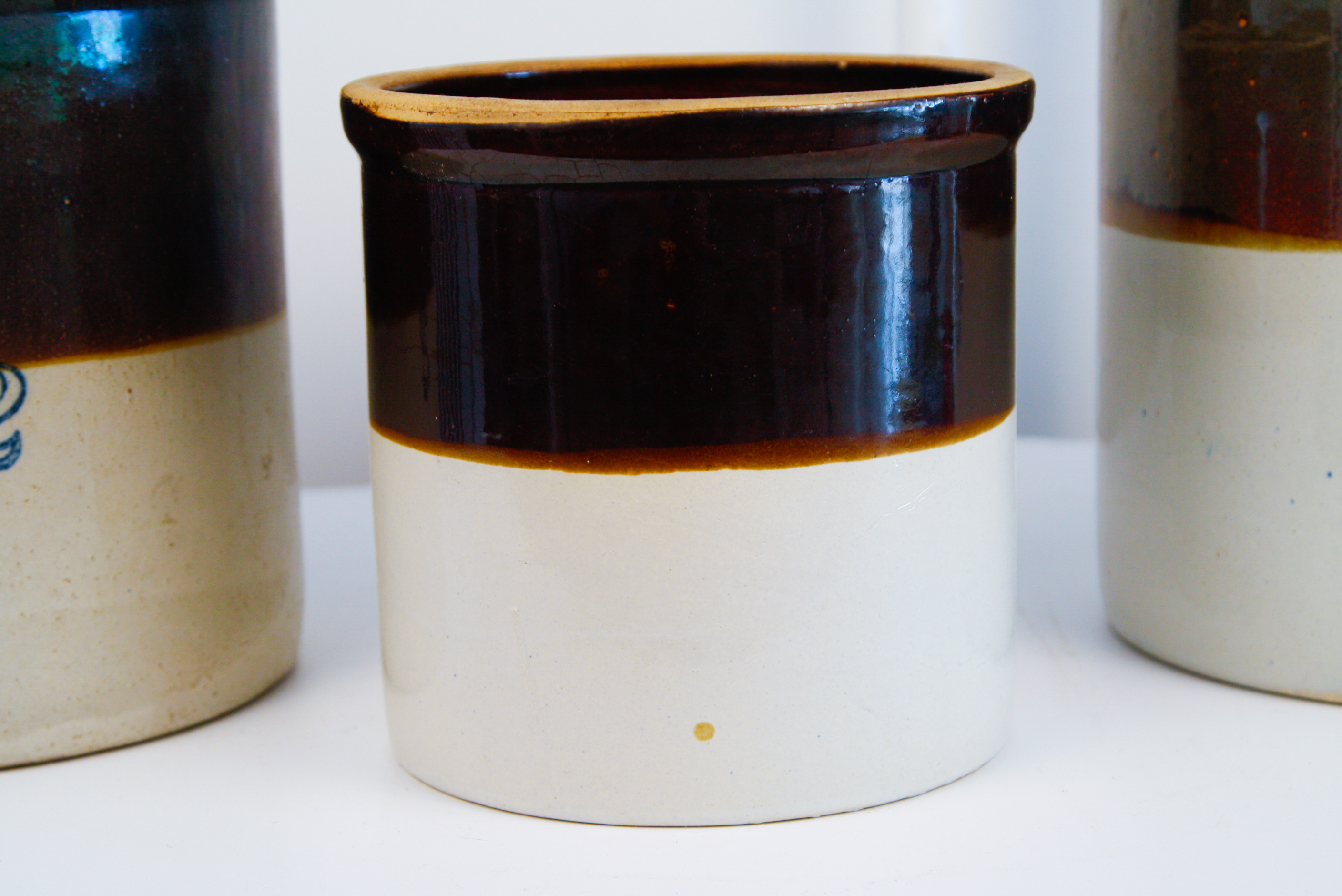 Collection of Antique Stoneware Pickling Crocks