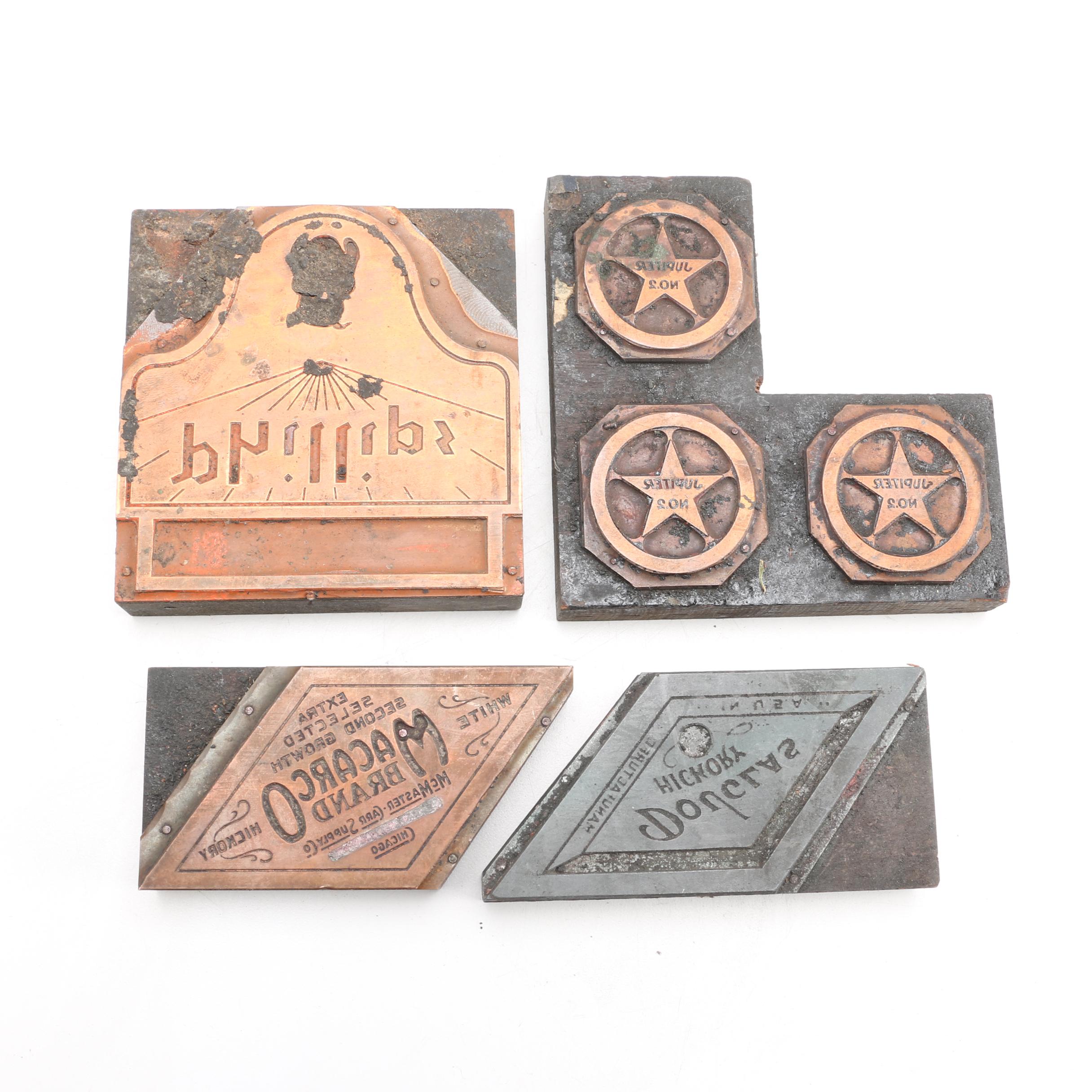 Commercial Printing Blocks Including Star-Shaped "Jupiter No. 2"