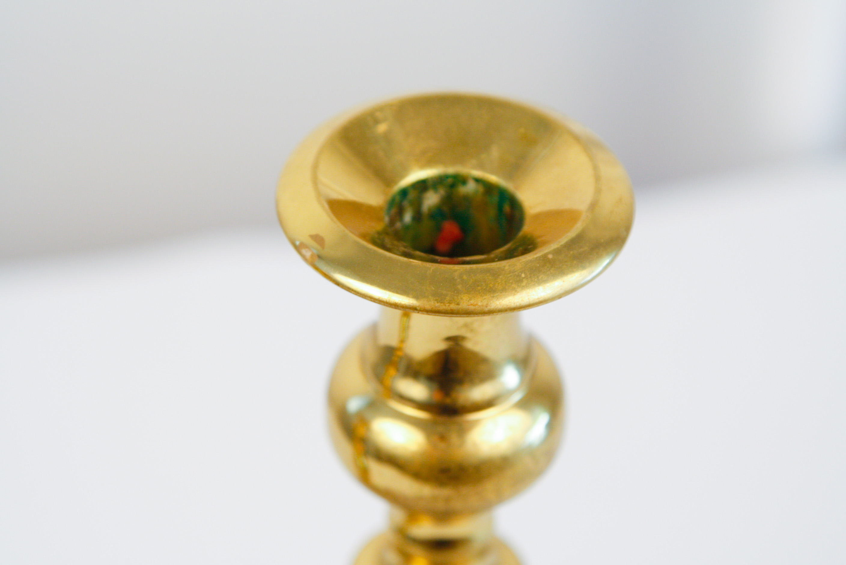 Pair of Virginia Metalcrafters Brass Tulip Candlesticks