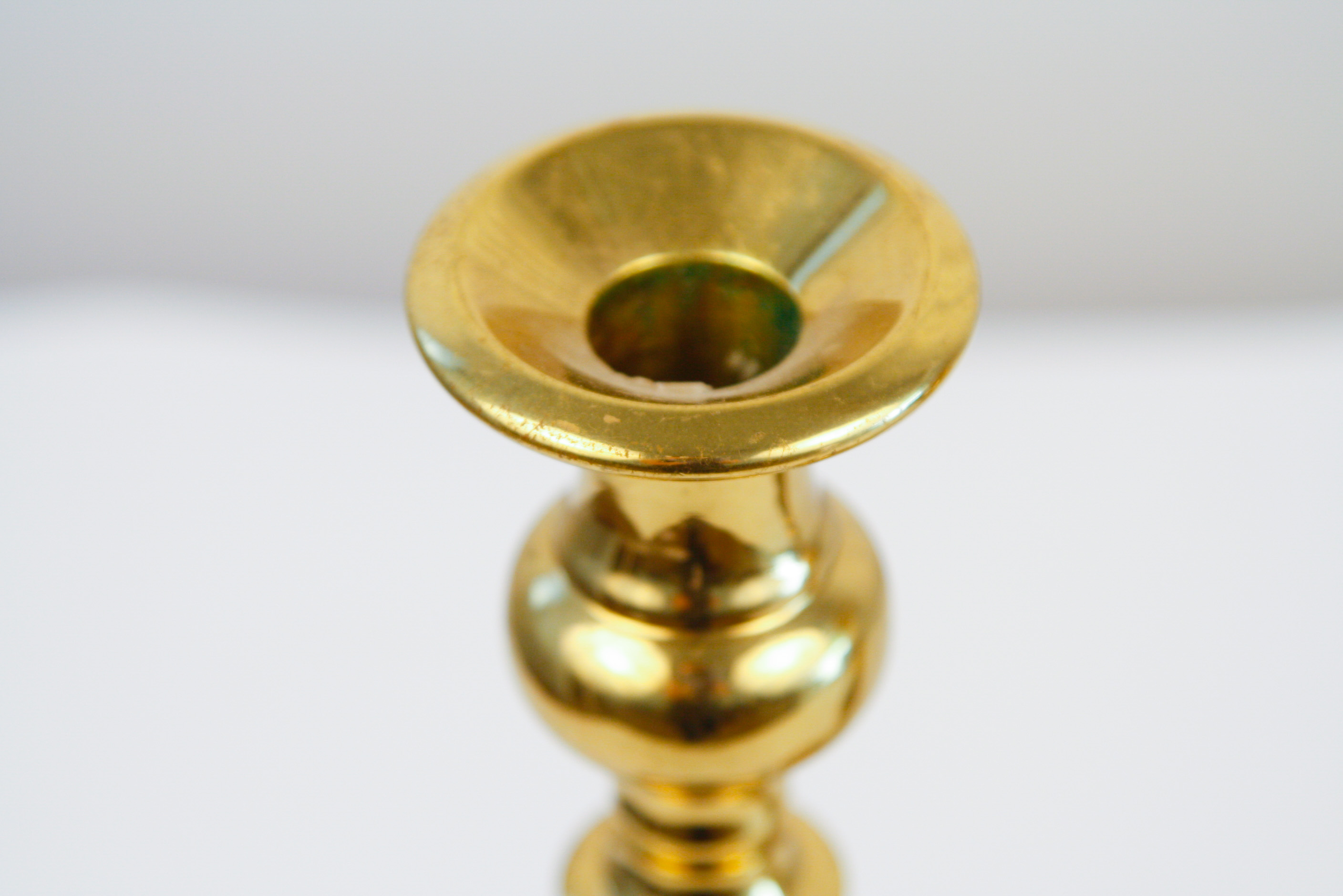 Pair of Virginia Metalcrafters Brass Tulip Candlesticks