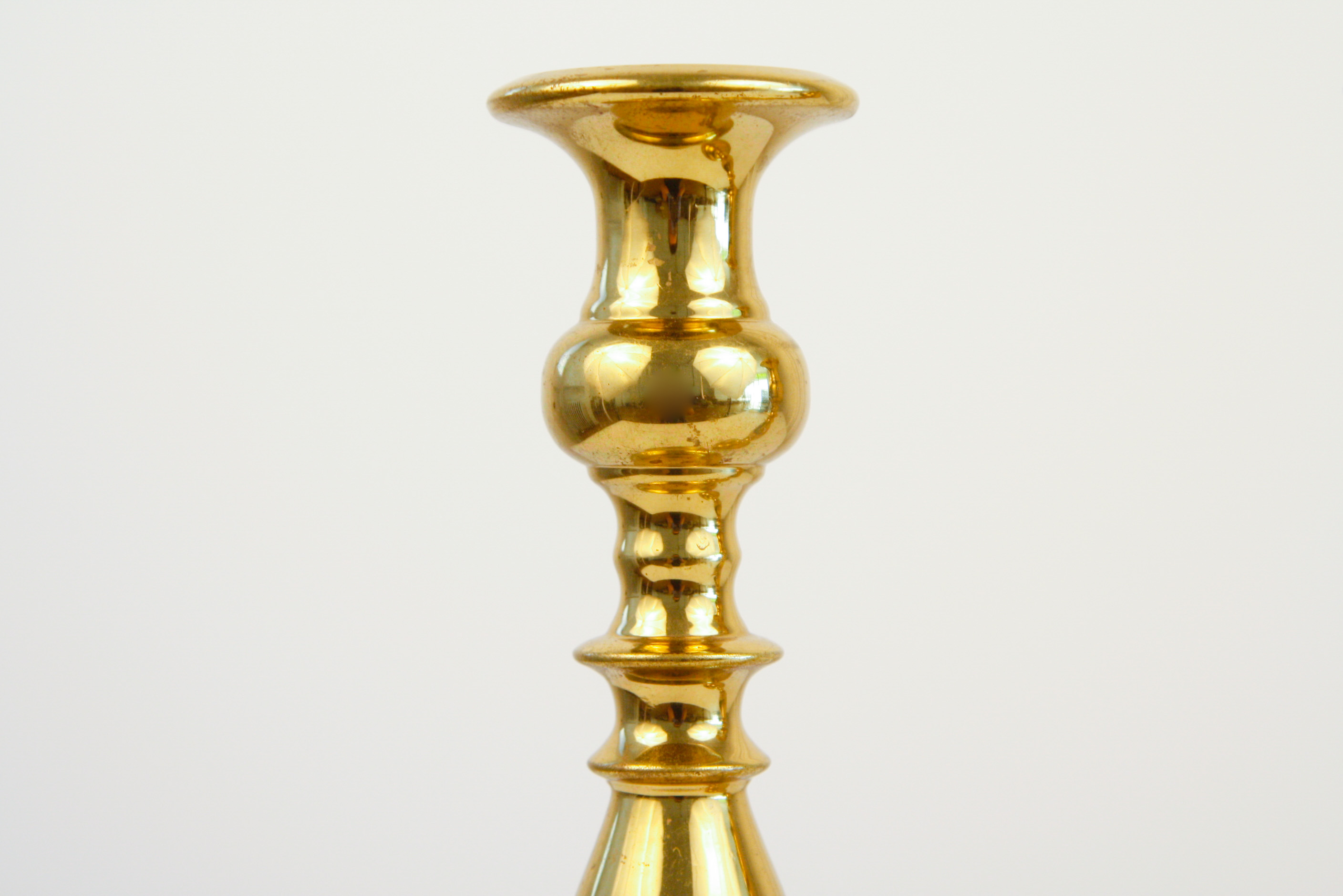 Pair of Virginia Metalcrafters Brass Tulip Candlesticks