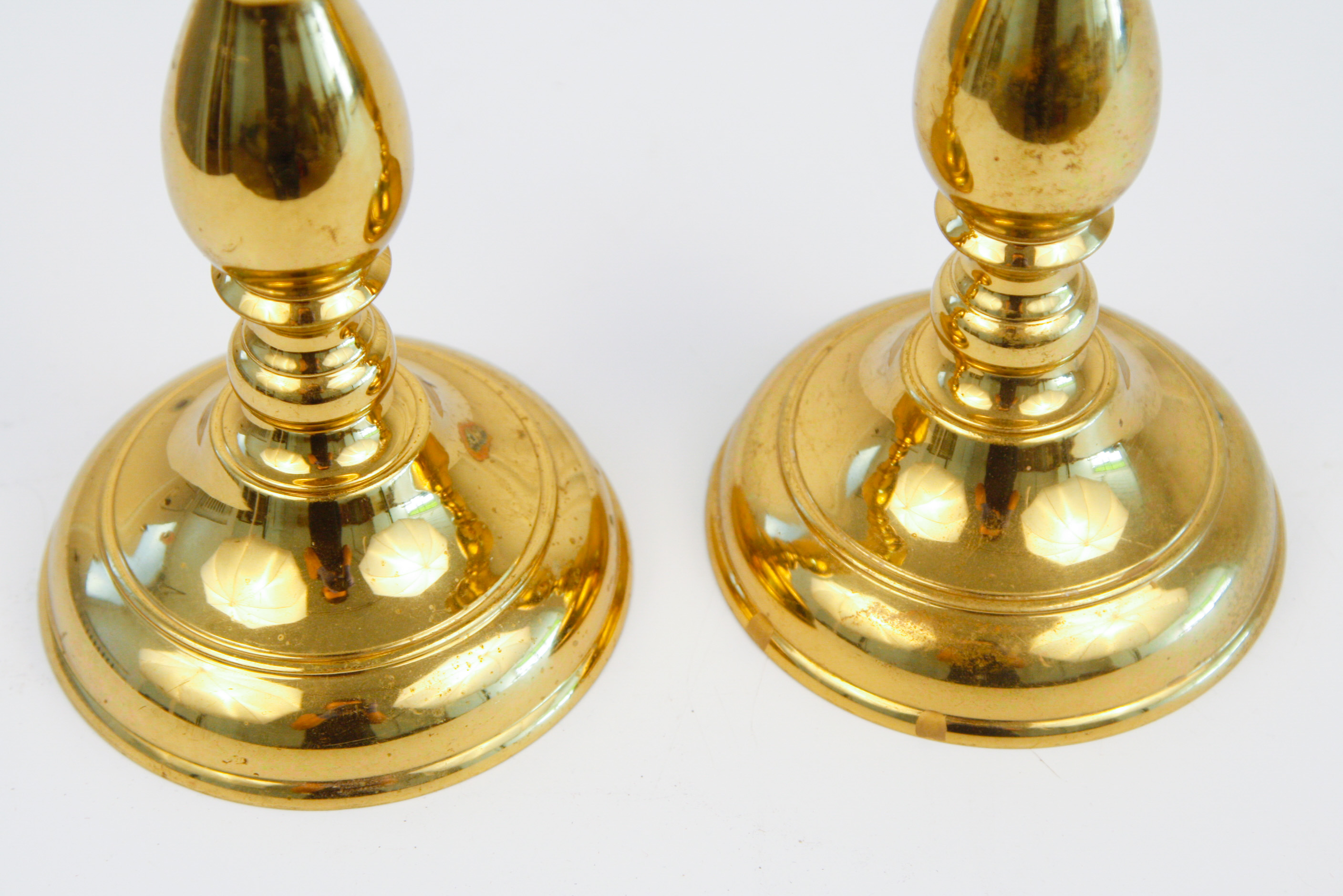 Pair of Virginia Metalcrafters Brass Tulip Candlesticks