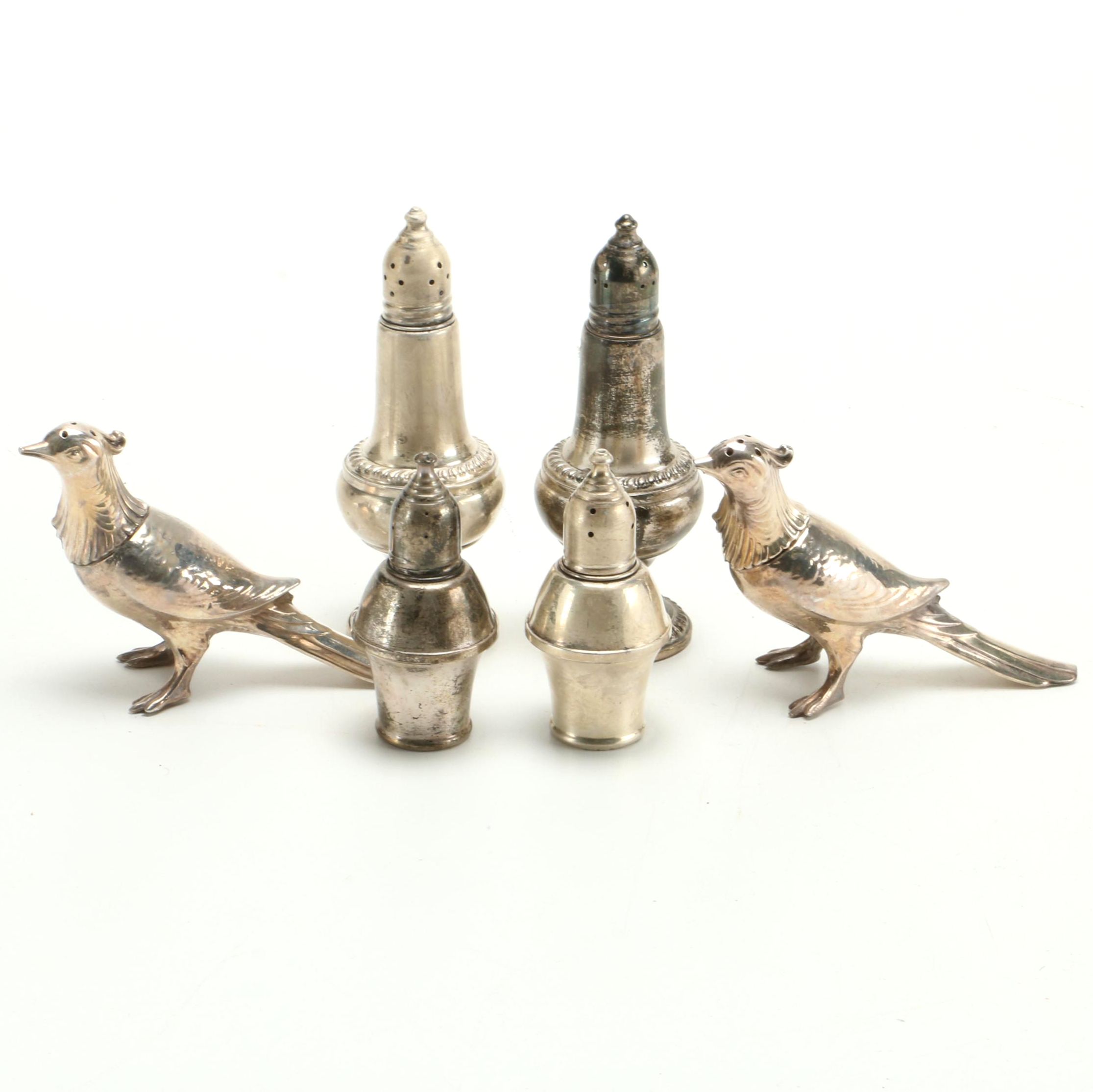 Weighted Sterling Salt and Pepper Shakers With Bird Figures