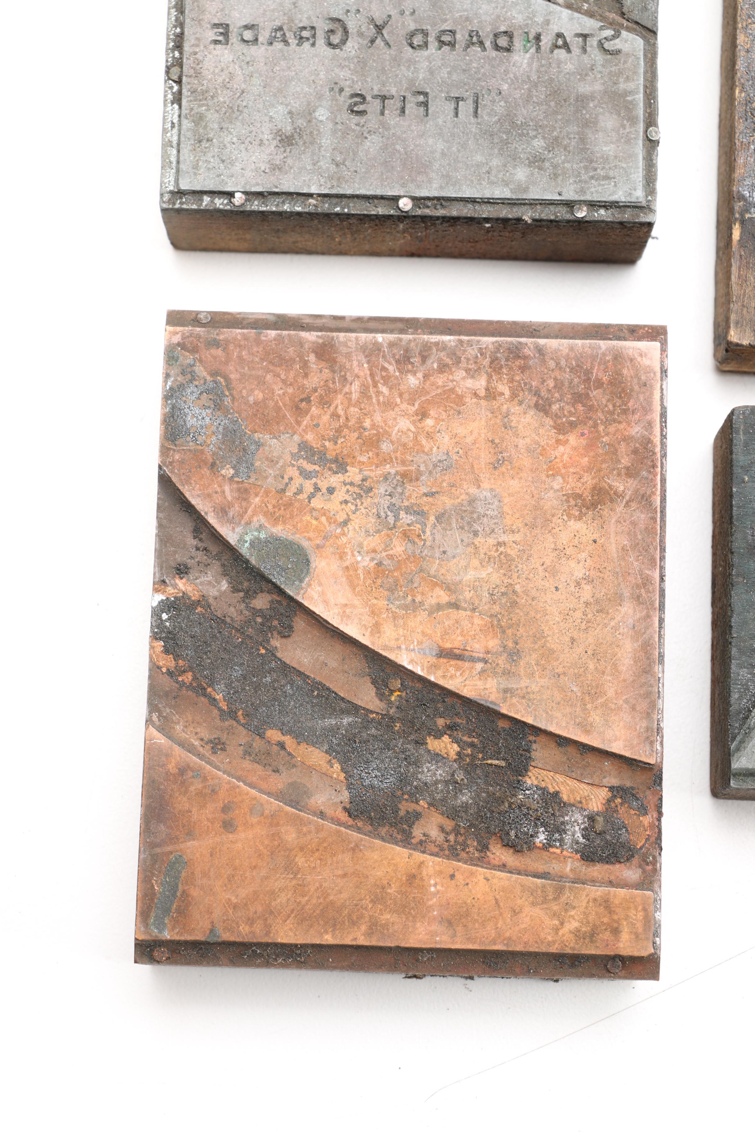 Wood and Metal Printing Blocks Including "Bunker Hill"