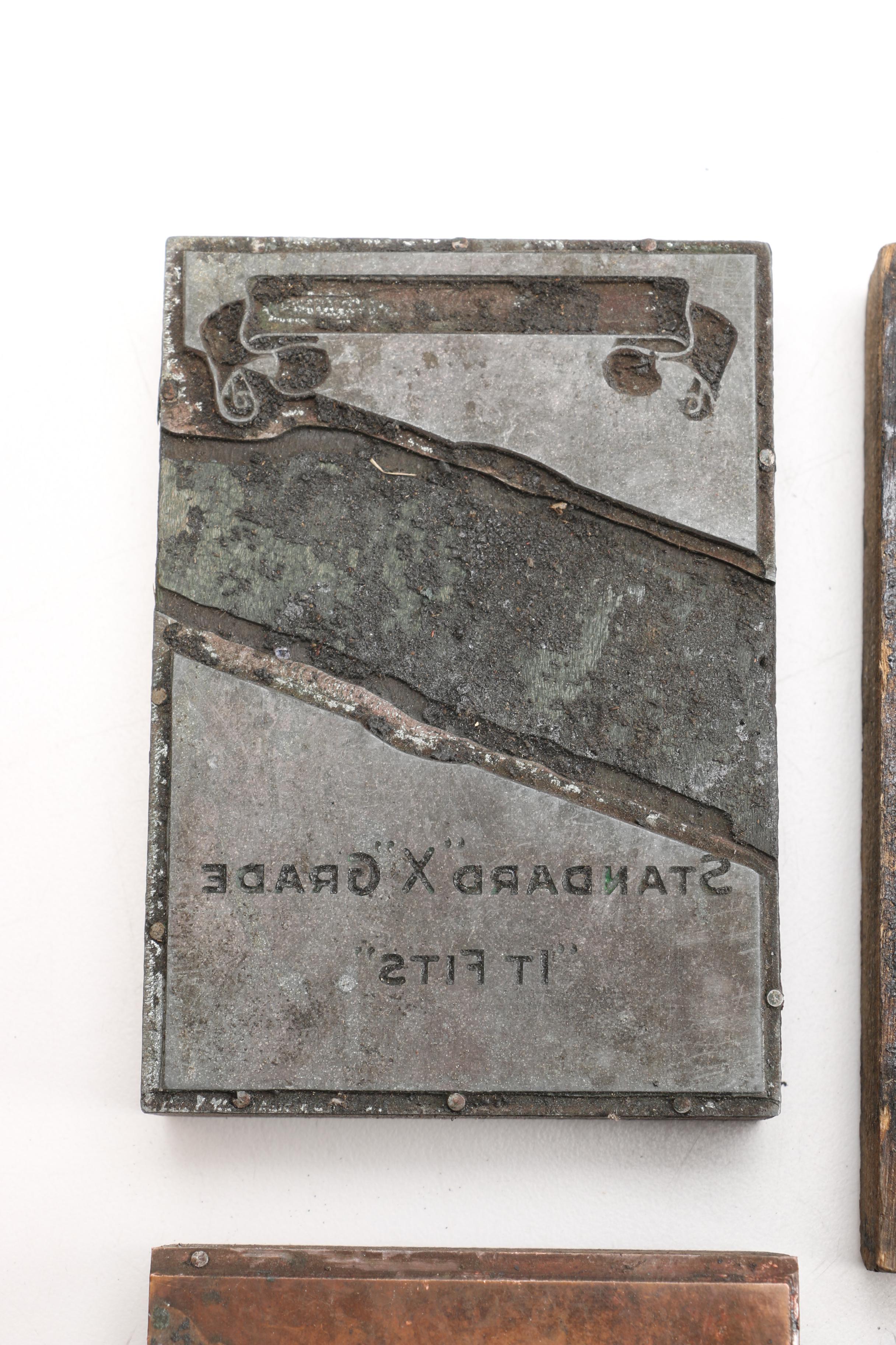 Wood and Metal Printing Blocks Including "Bunker Hill"