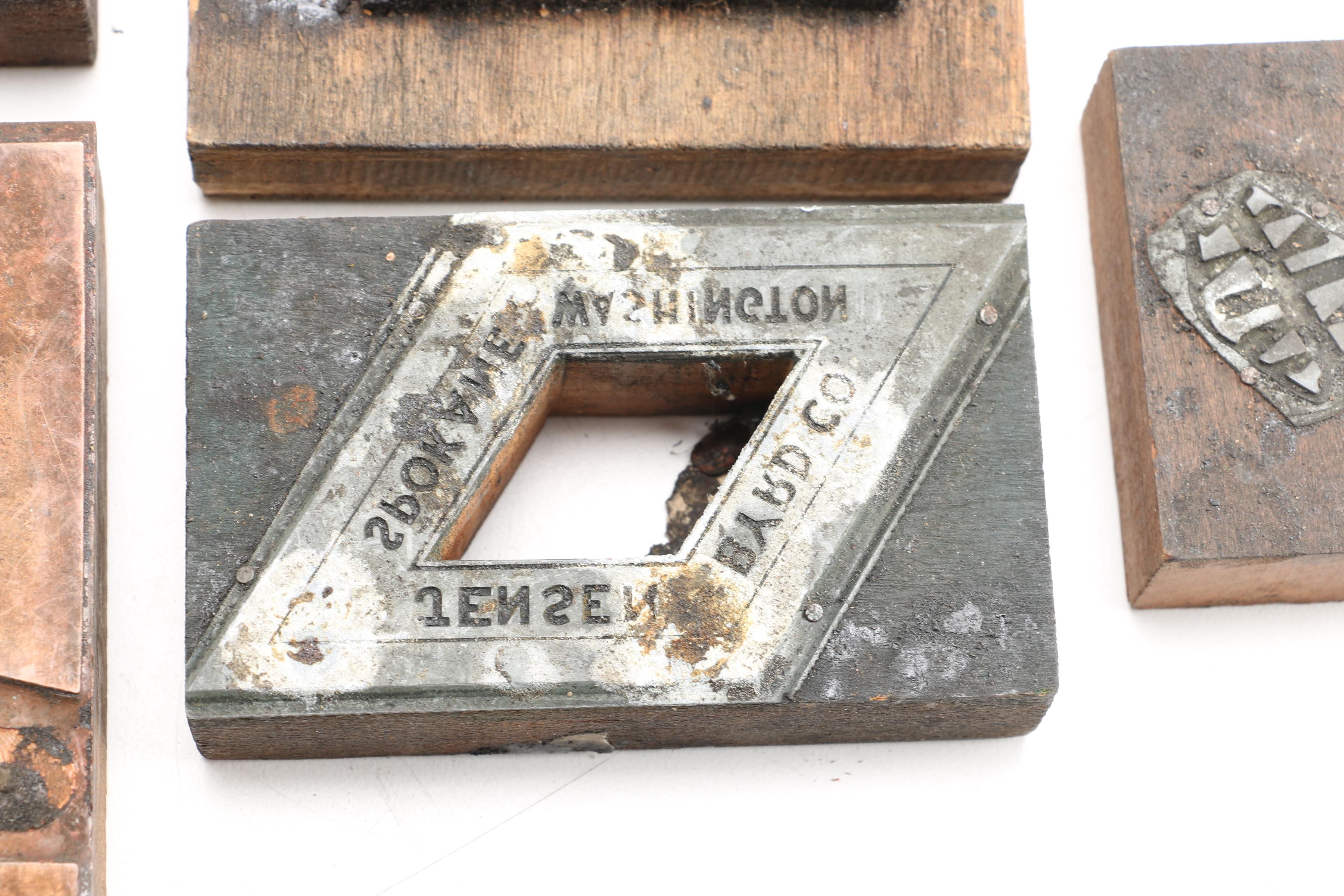Wood and Metal Printing Blocks Including "Bunker Hill"