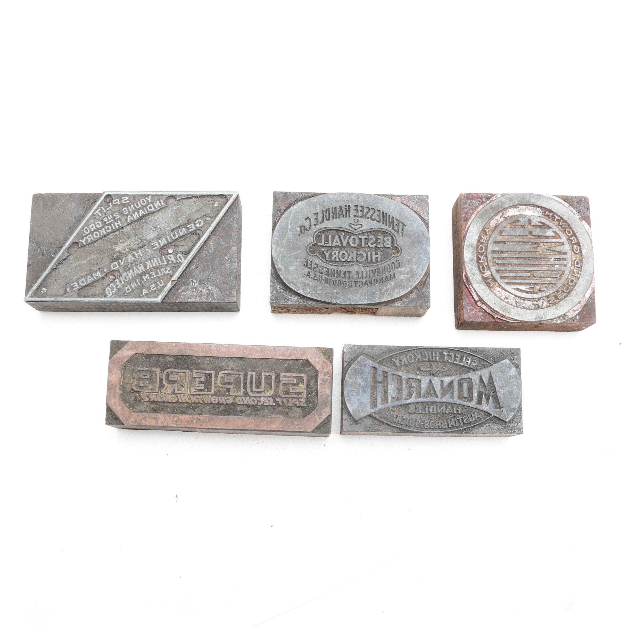 Wood and Metal "Hickory" Logo Printing Blocks