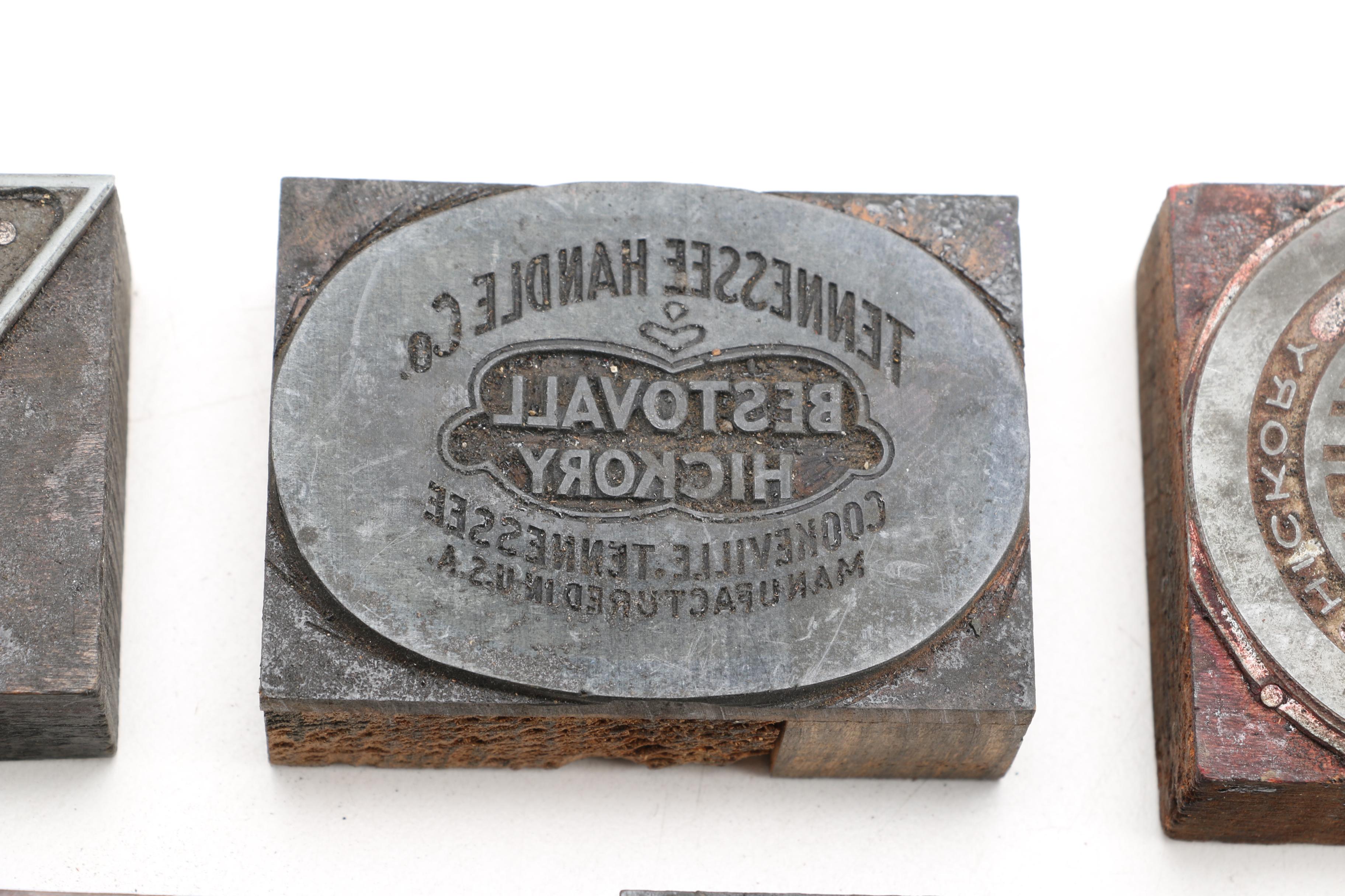 Wood and Metal "Hickory" Logo Printing Blocks