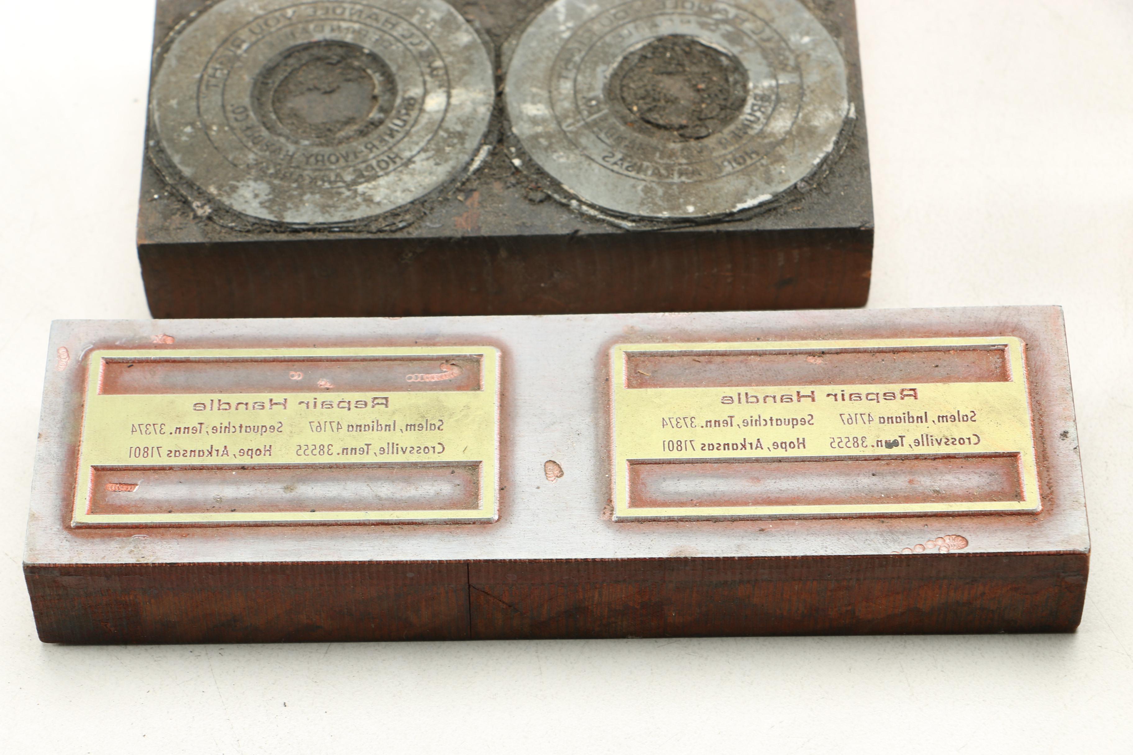 Printing Blocks Including Bunker-Ivory Handle Company