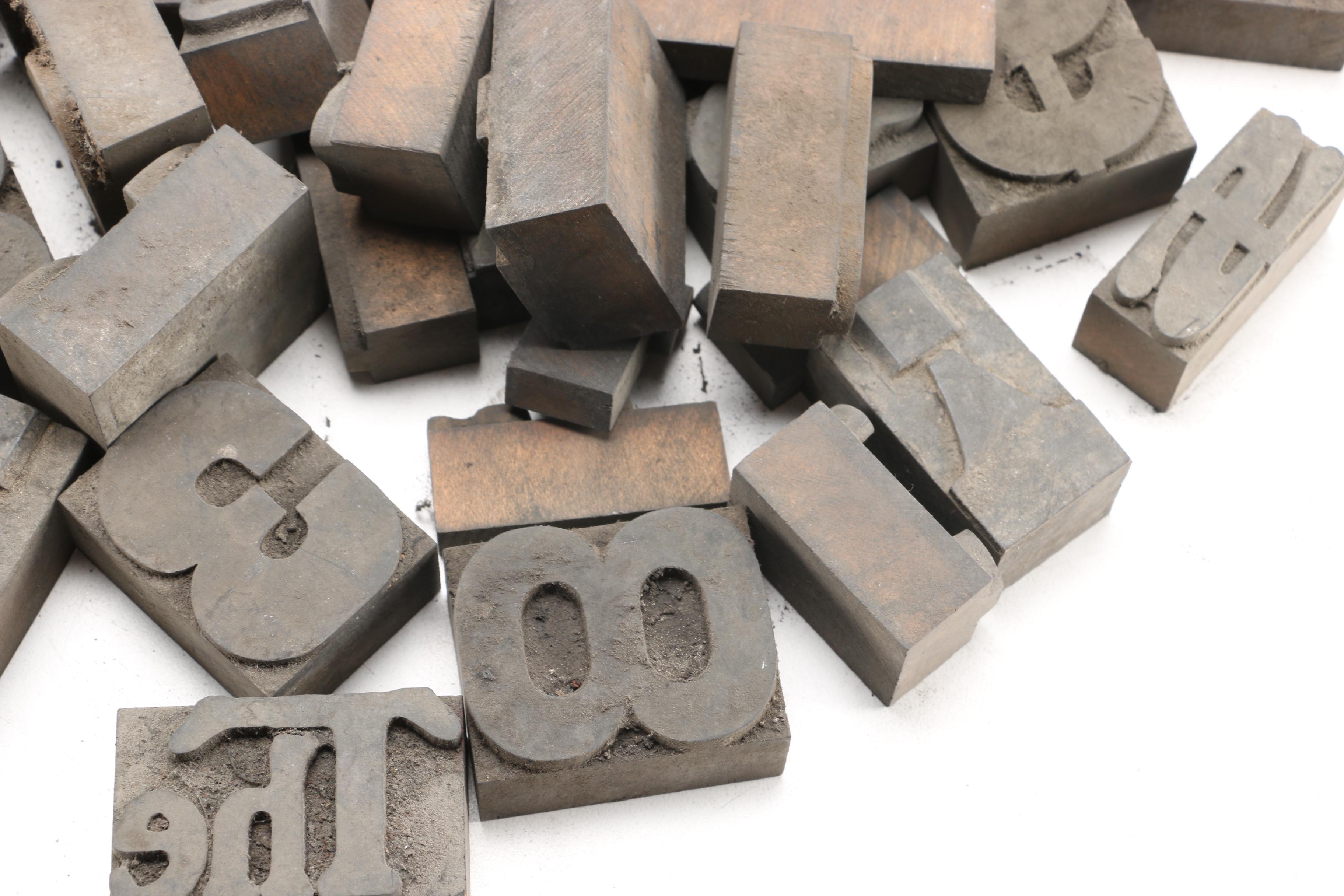 Printing Blocks Featuring Punctuation, Numerals and "The"