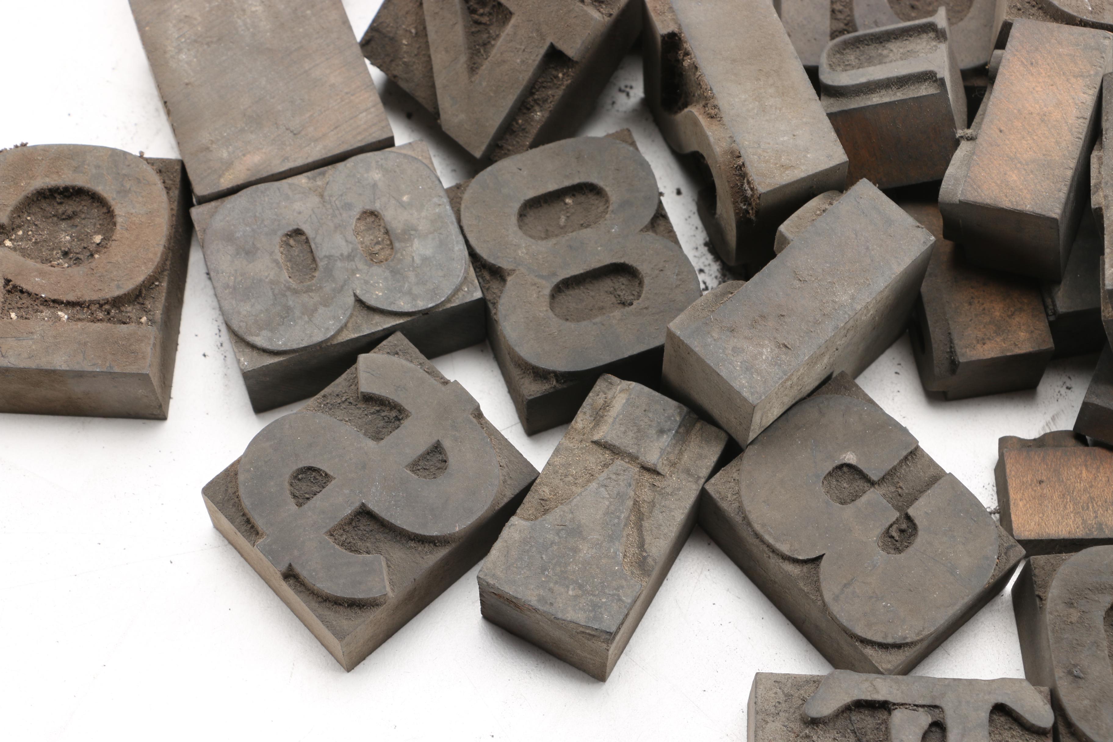 Printing Blocks Featuring Punctuation, Numerals and "The"