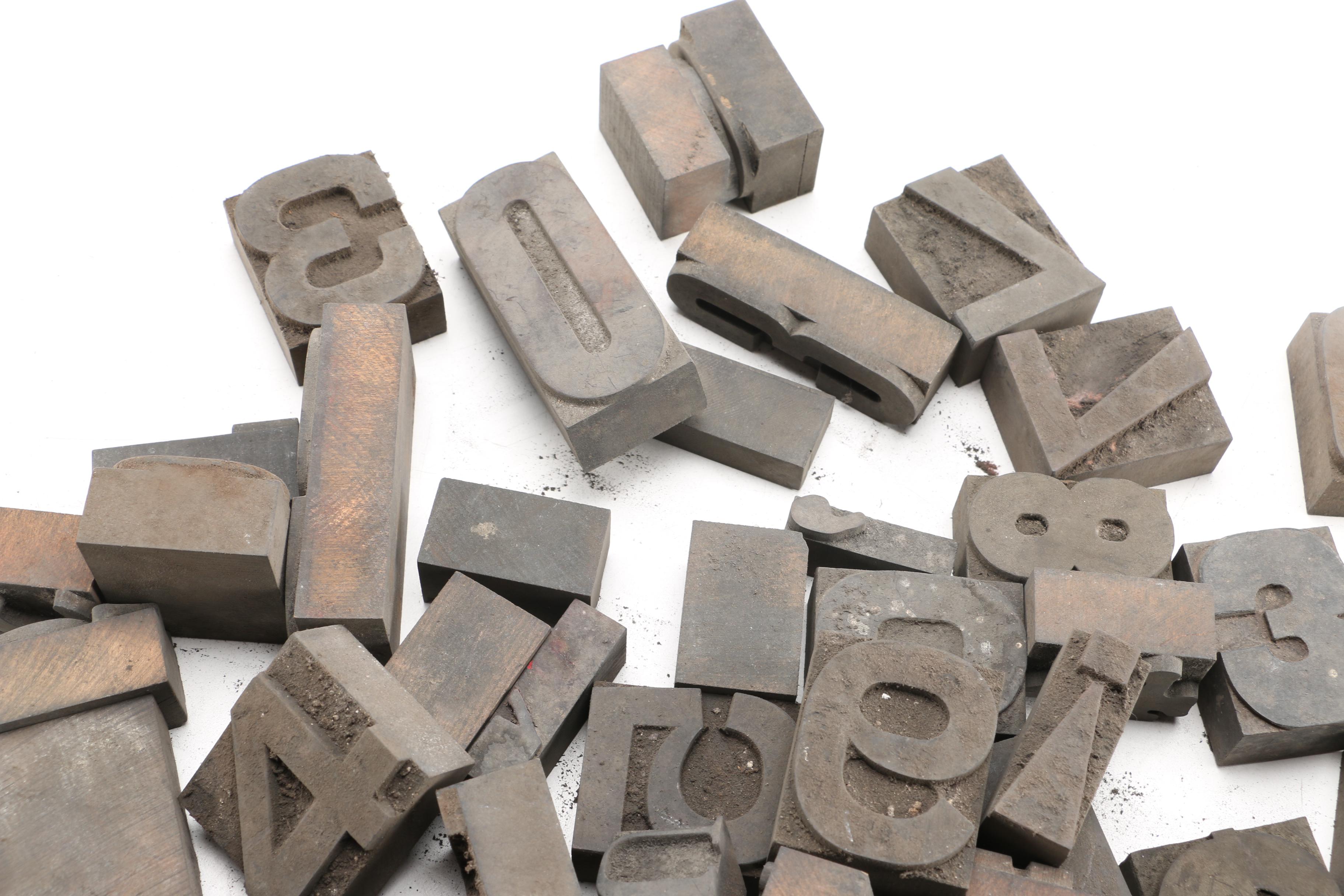 Printing Blocks Featuring Punctuation, Numerals and "The"