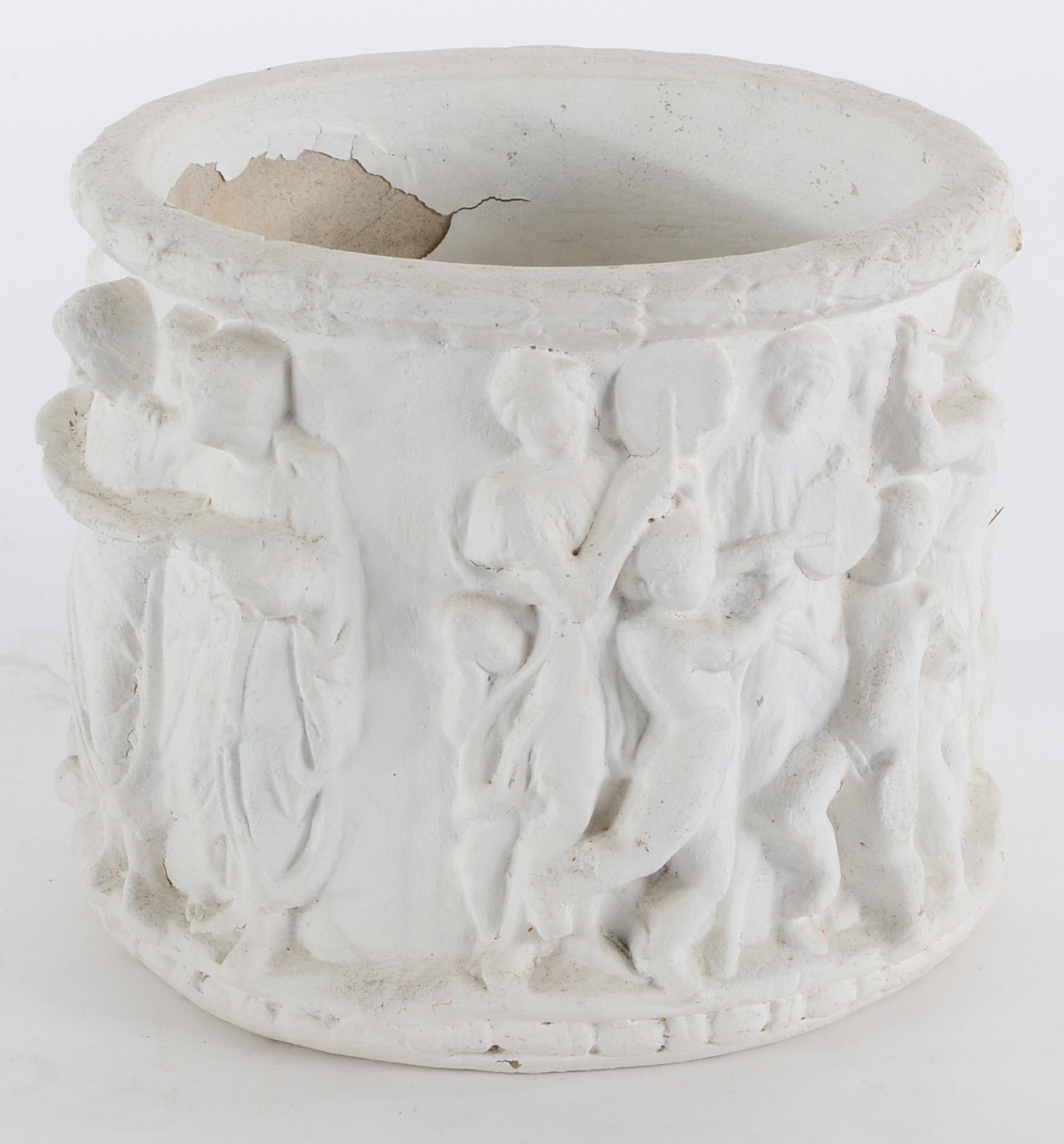 Pair of White Painted Concrete Planters