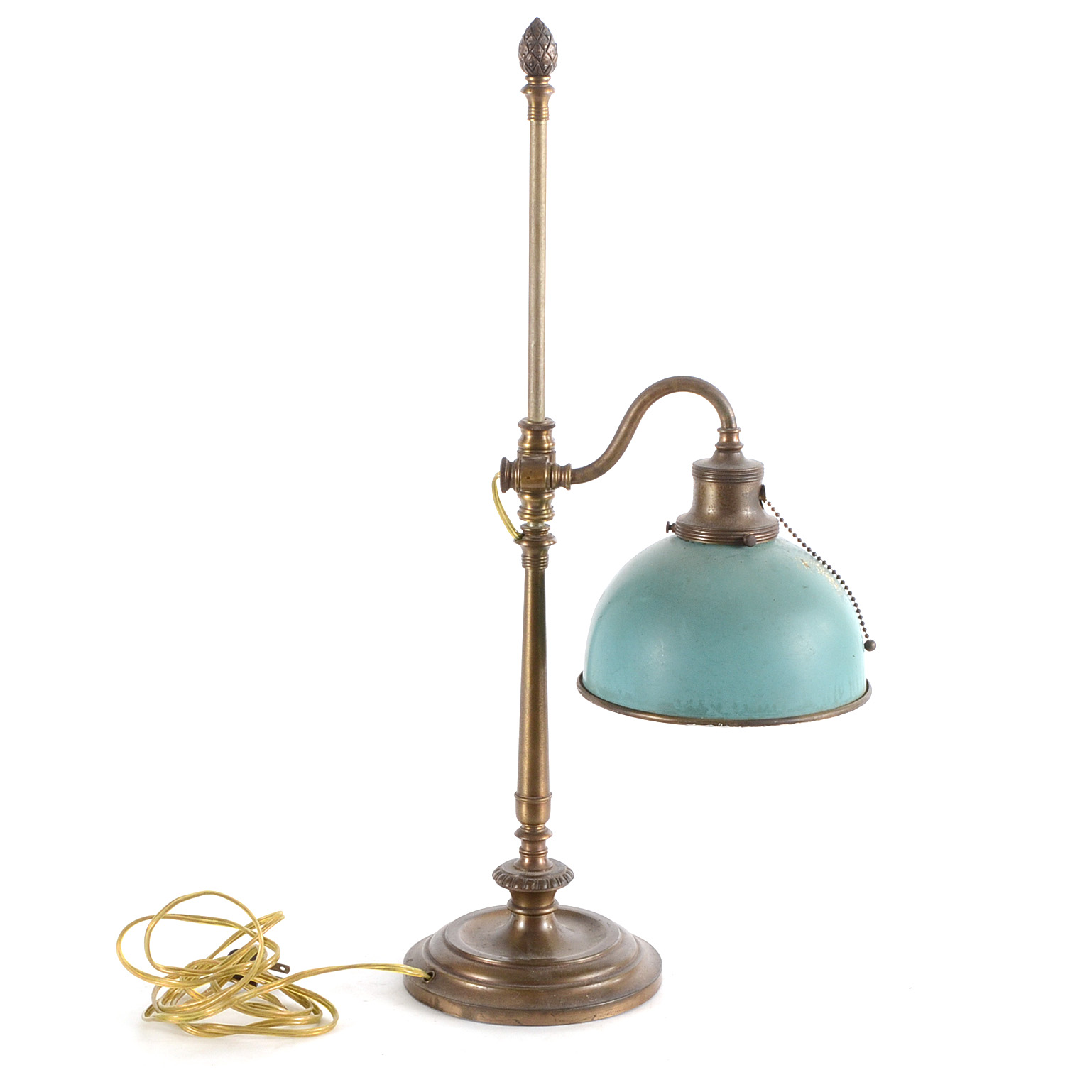 Rustic Brass Lamp with Blue Shade
