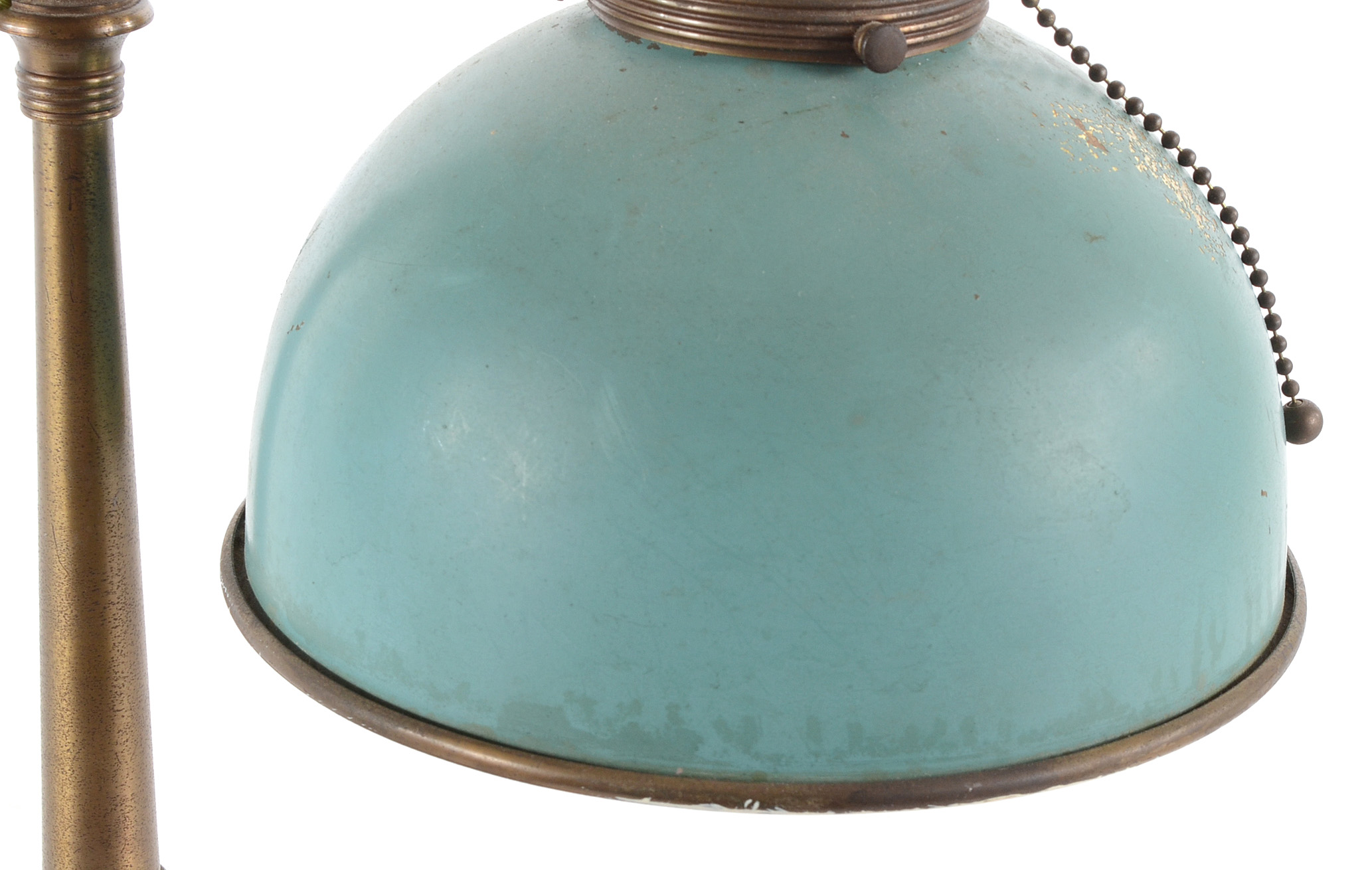 Rustic Brass Lamp with Blue Shade