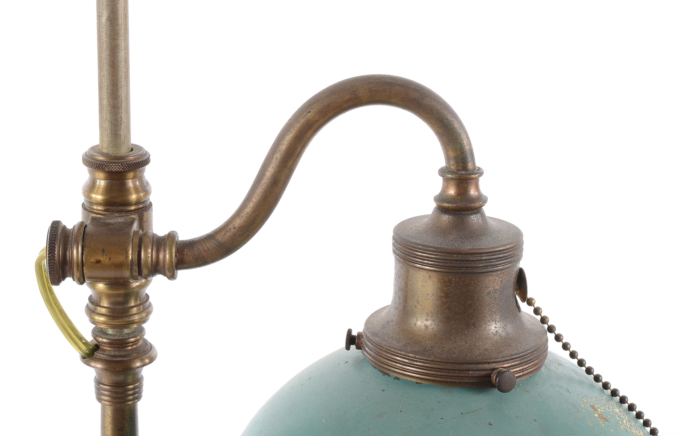 Rustic Brass Lamp with Blue Shade