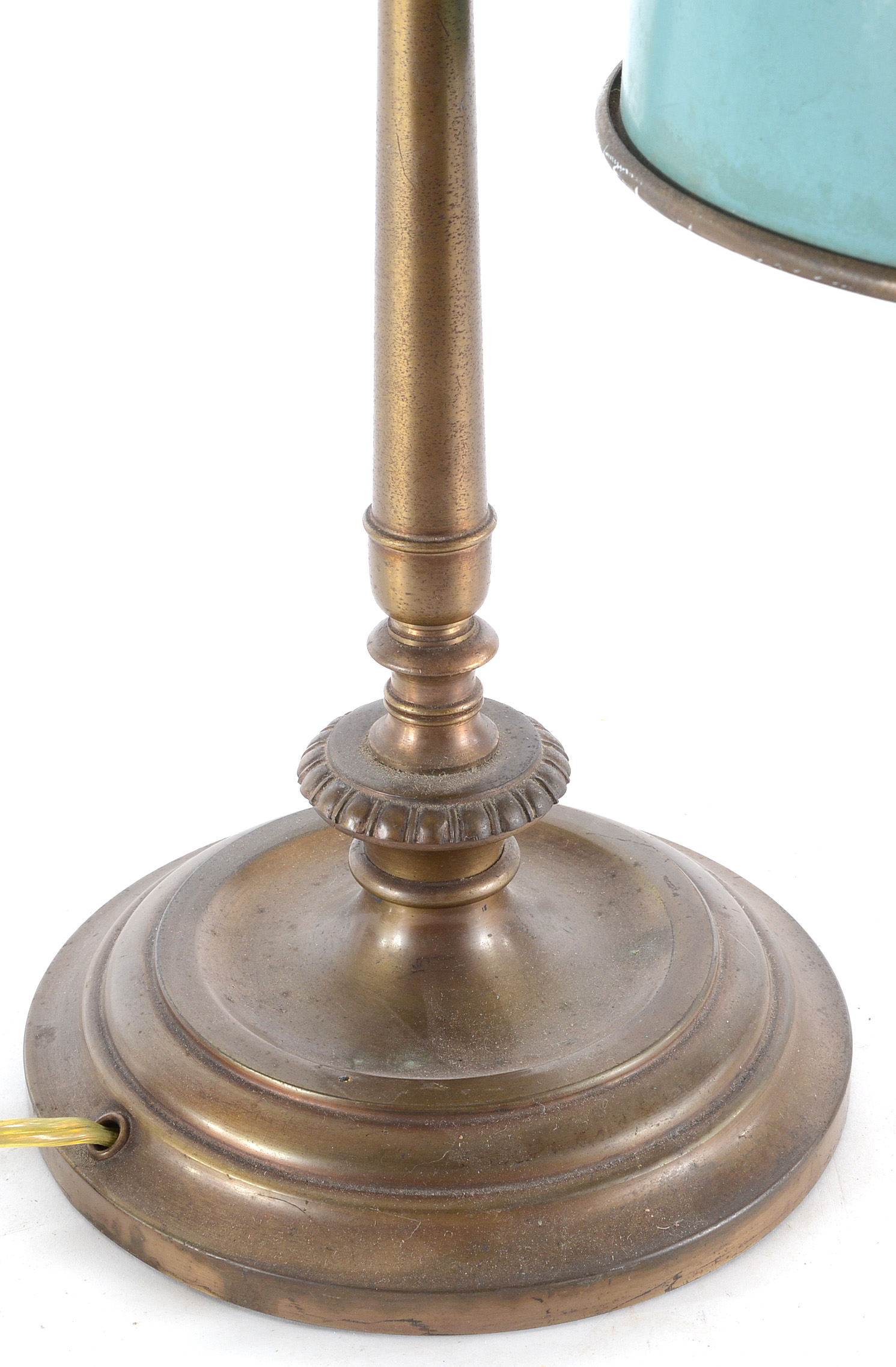 Rustic Brass Lamp with Blue Shade