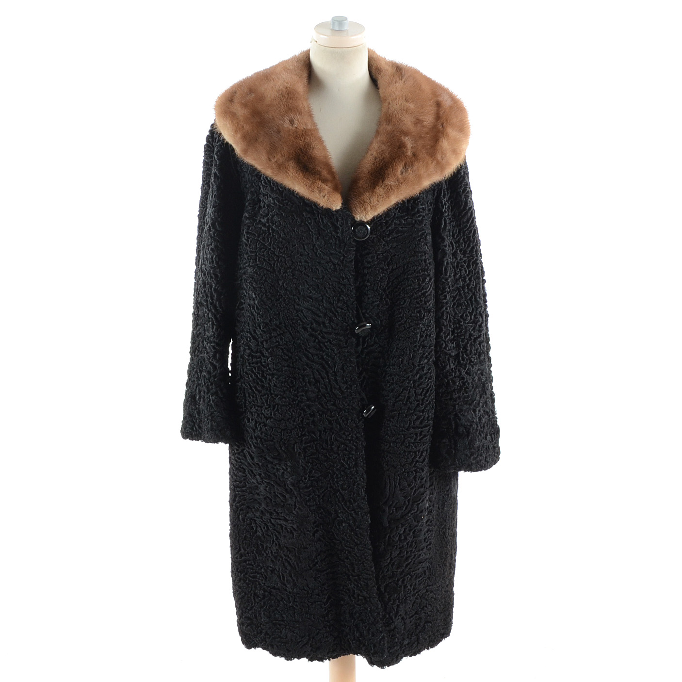 Vintage Persian Lamb Coat with Mink Fur Collar