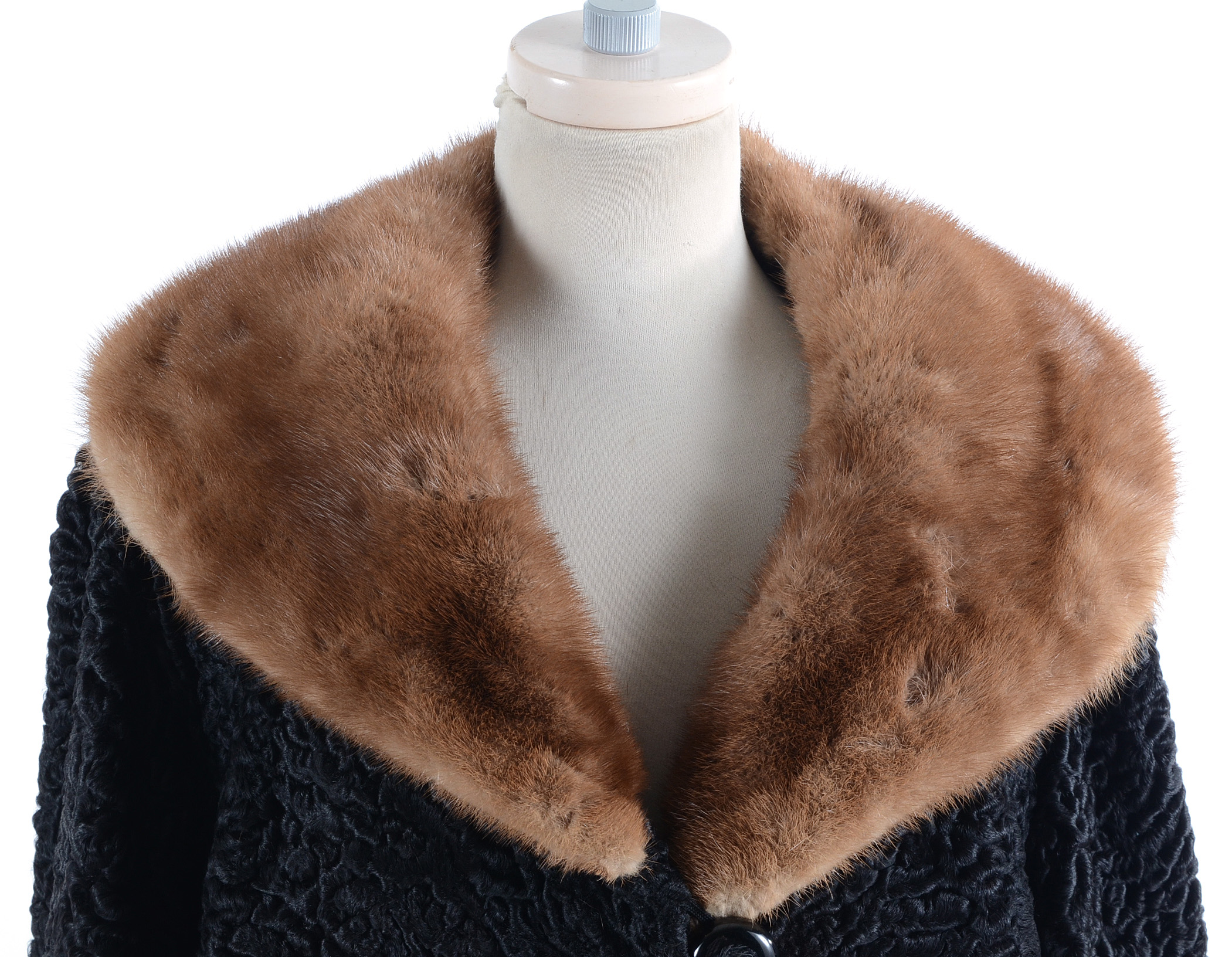 Vintage Persian Lamb Coat with Mink Fur Collar