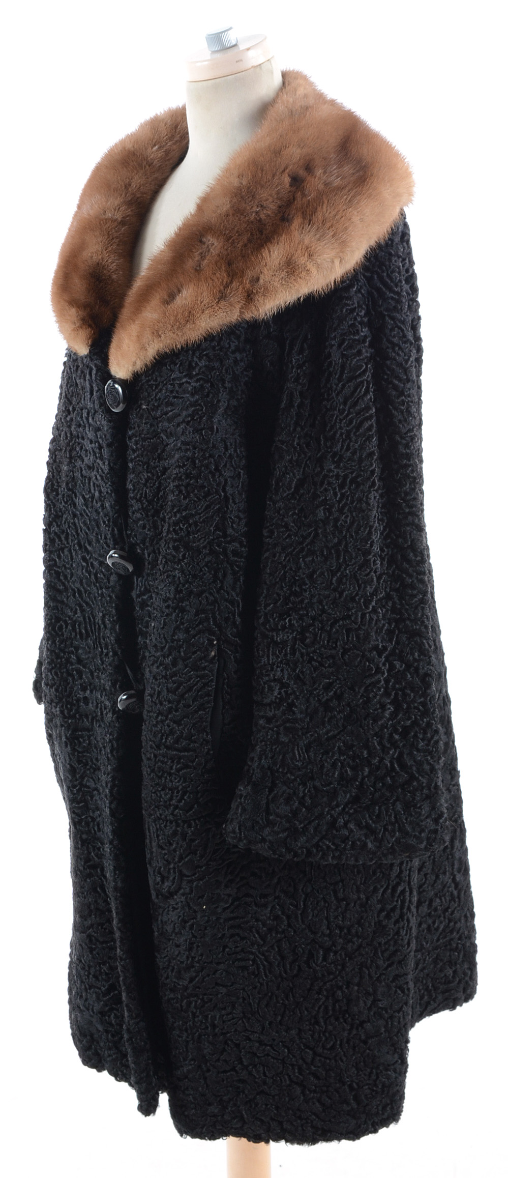 Vintage Persian Lamb Coat with Mink Fur Collar