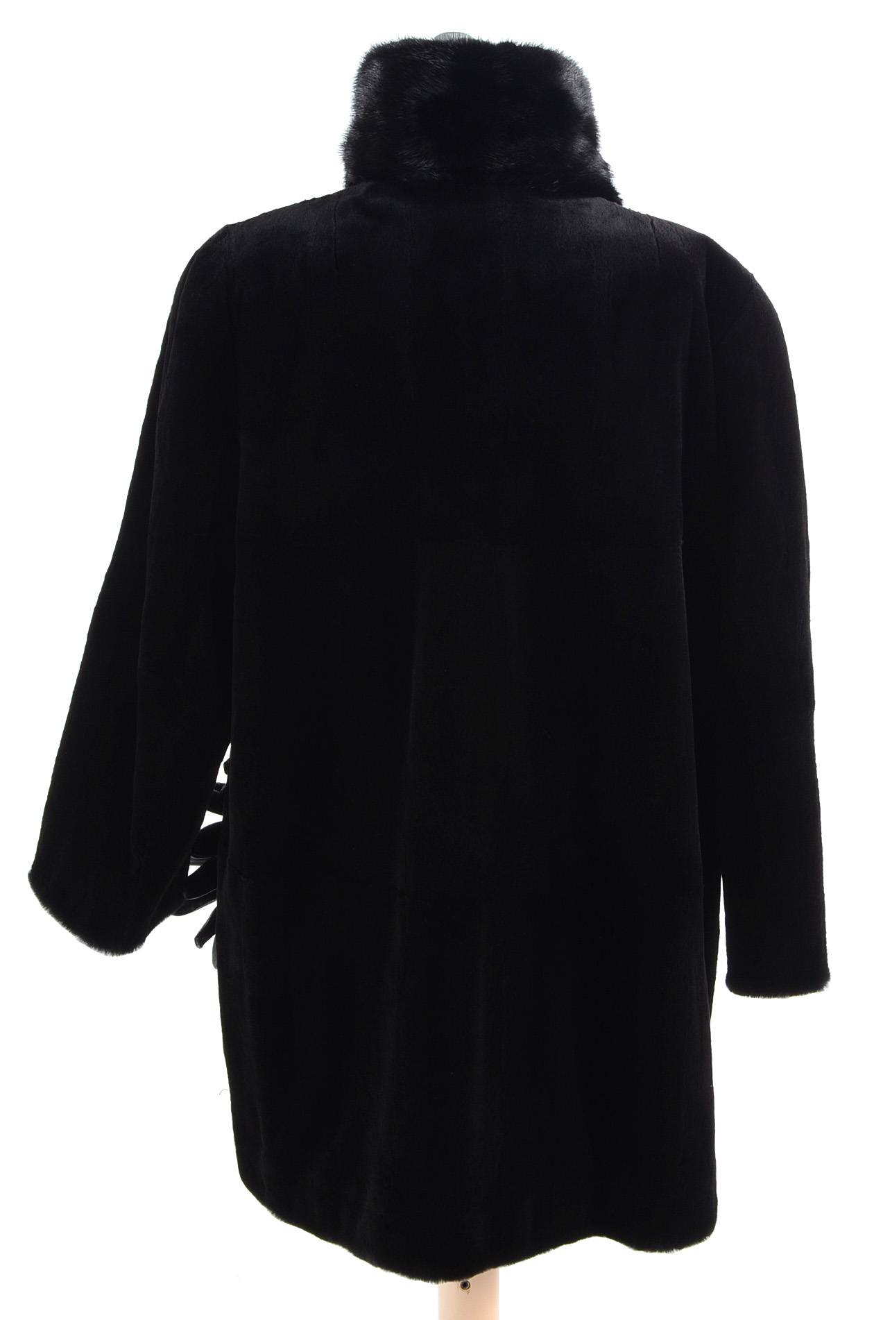 Sheared Black Mink Fur Coat with Black Mink Fur Trim