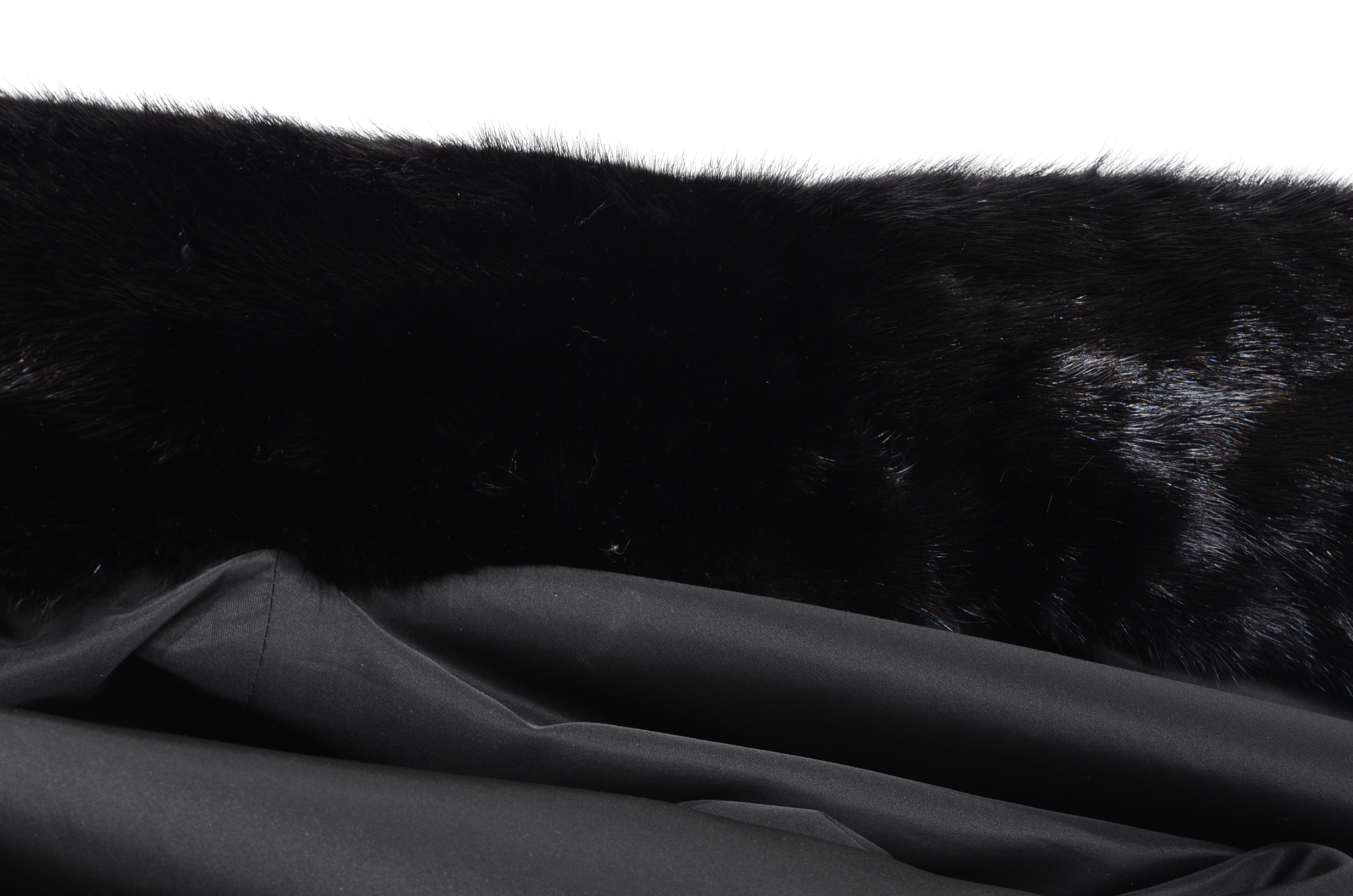 Sheared Black Mink Fur Coat with Black Mink Fur Trim