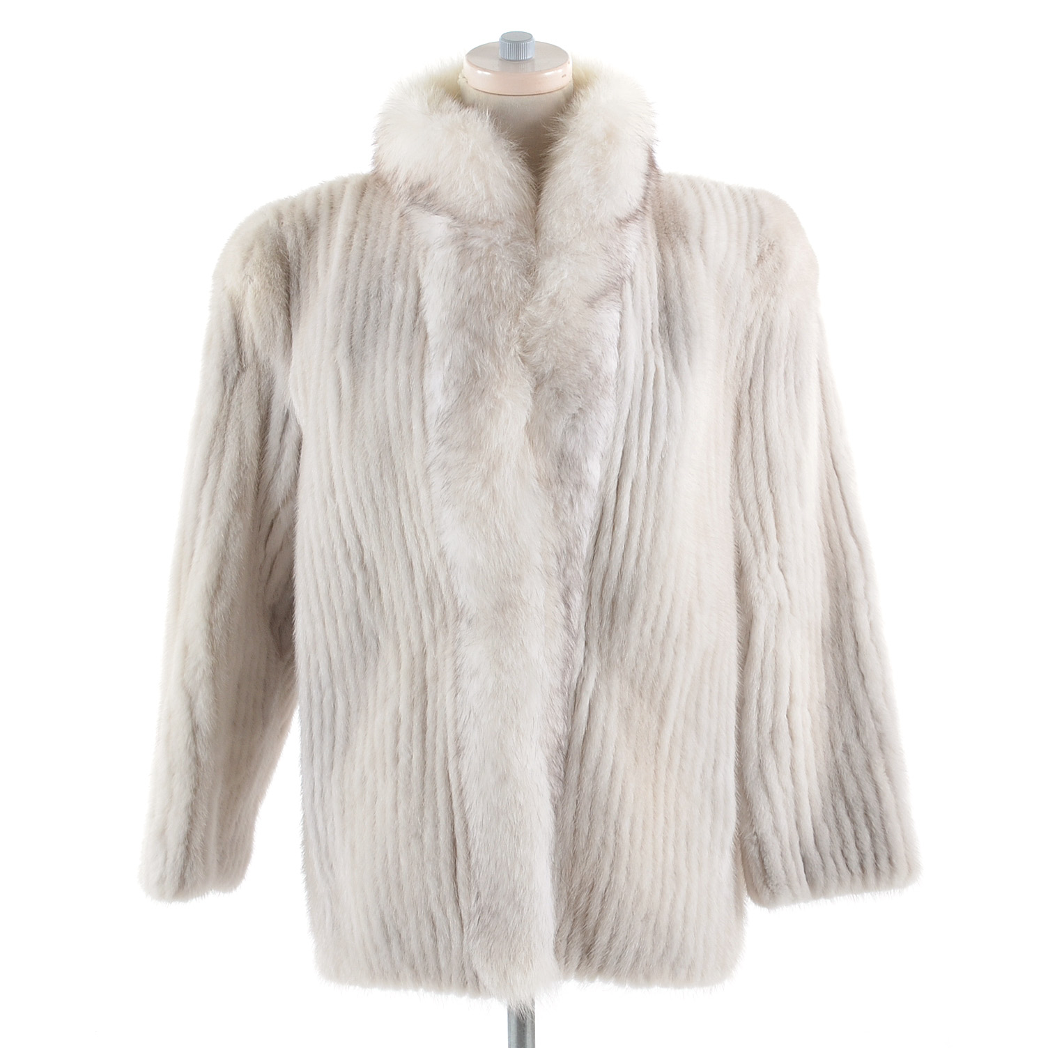 Kotsovos Azurene Mink Fur Coat with Fox Fur Trim
