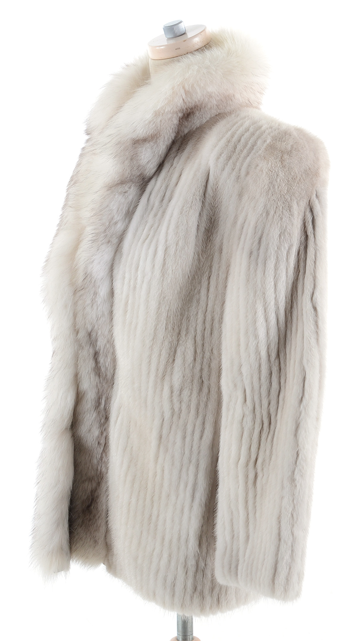 Kotsovos Azurene Mink Fur Coat with Fox Fur Trim