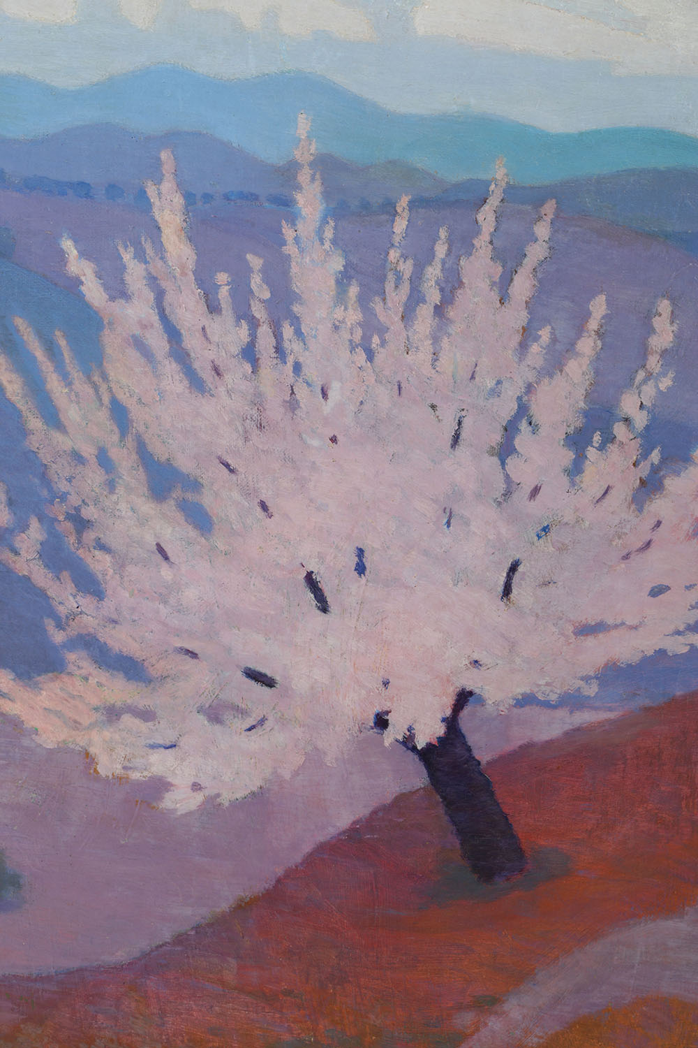 Earl Henry Brewster Oil Painting on Canvas "Trishul and Nanda Devi Before Sunrise with Autumn Cherry Blossoms"