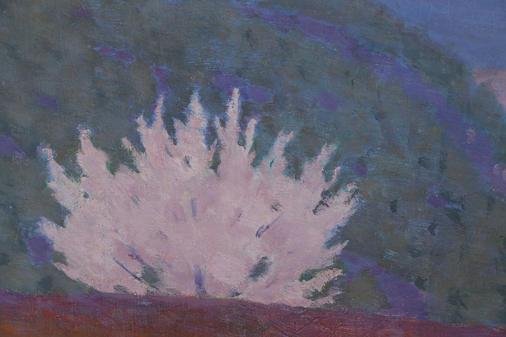 Earl Henry Brewster Oil Painting on Canvas "Trishul and Nanda Devi Before Sunrise with Autumn Cherry Blossoms"