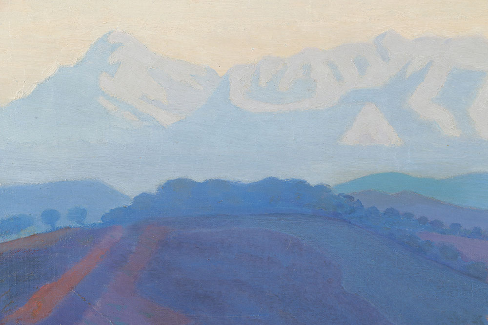 Earl Henry Brewster Oil Painting on Canvas "Trishul and Nanda Devi Before Sunrise with Autumn Cherry Blossoms"