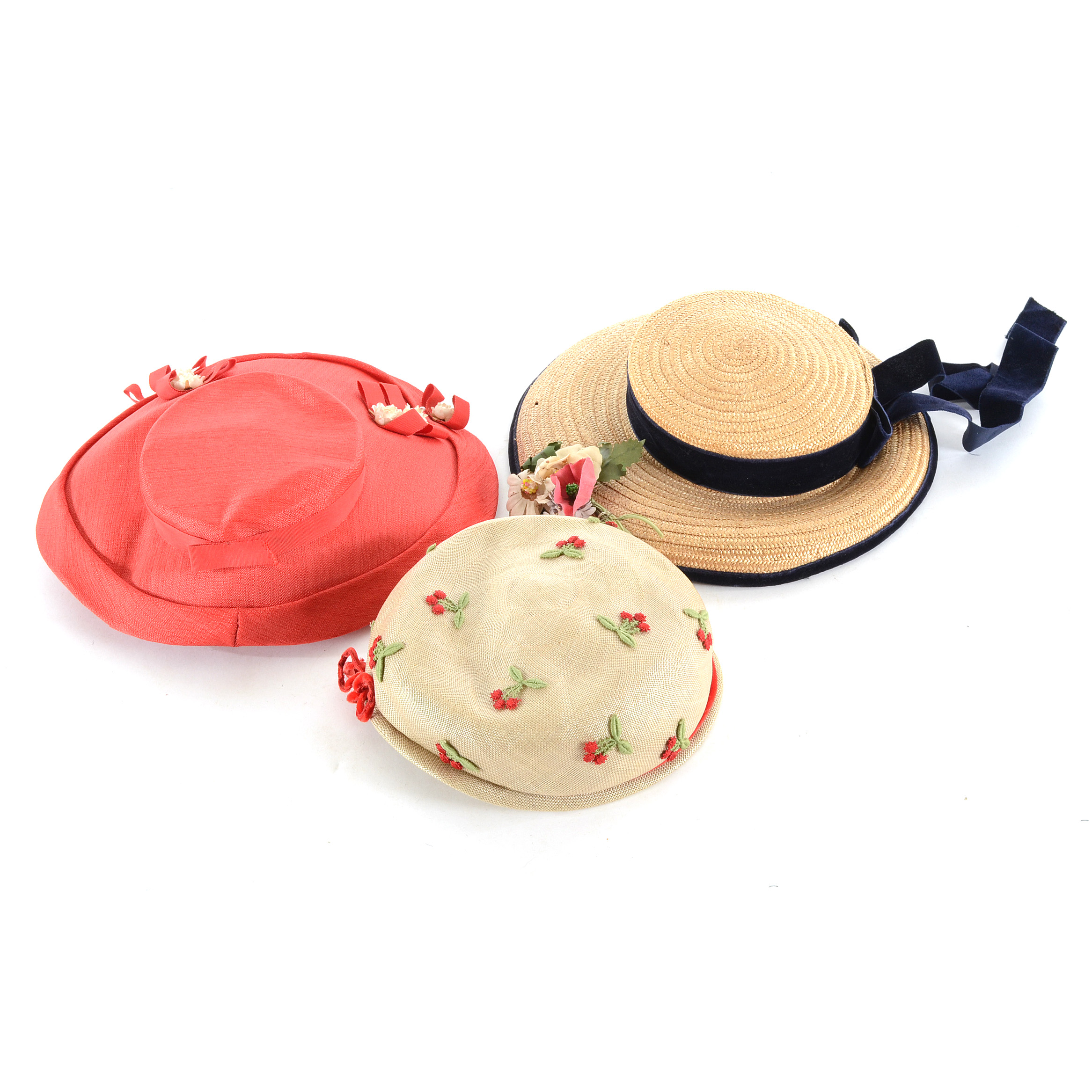 Vintage Straw Floral Hats