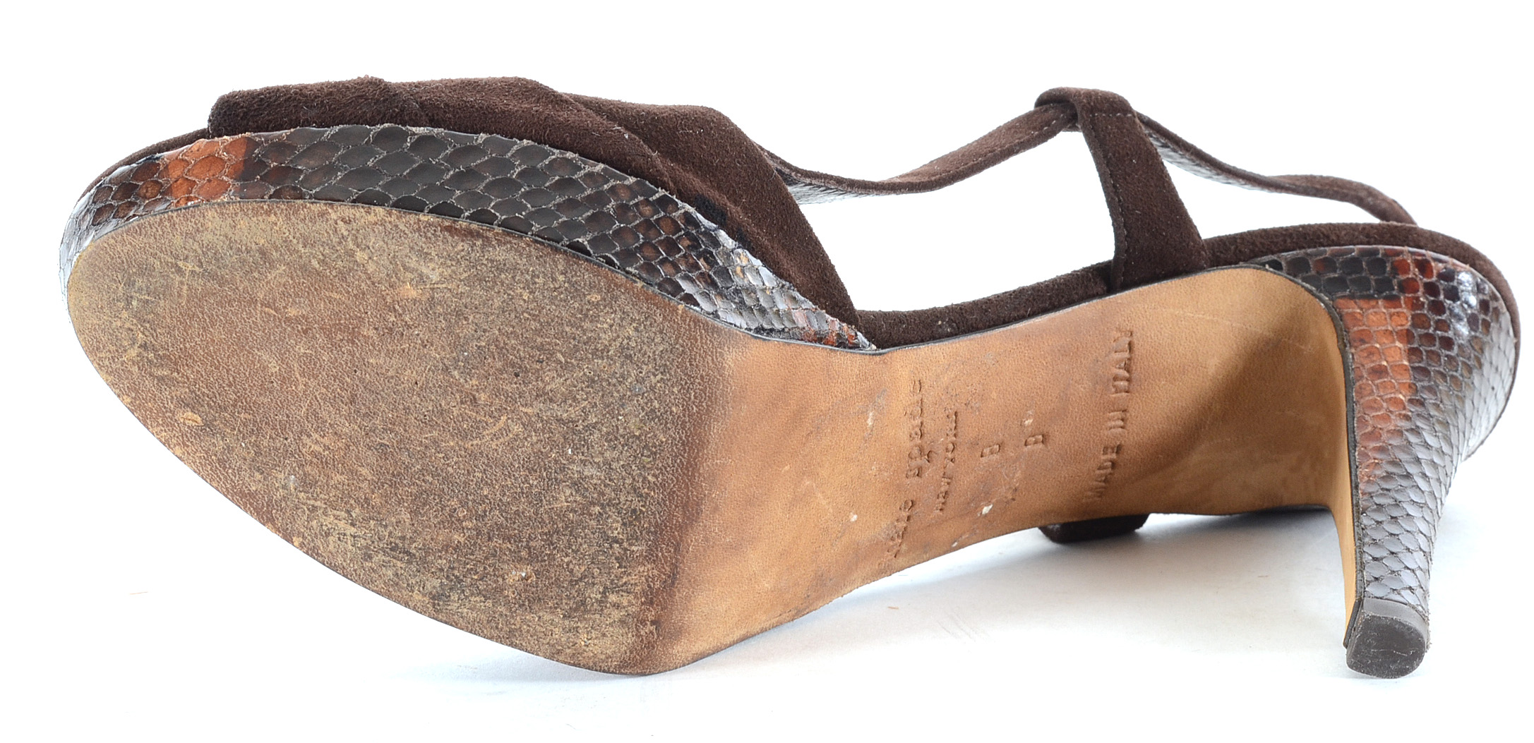 Kate Spade Suede and Snakeskin Peep Toe Slingbacks