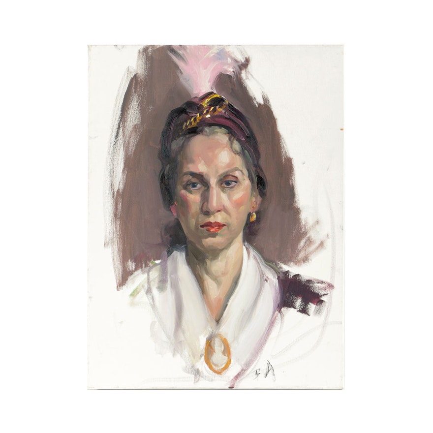 Bill Angressano Oil Painting on Canvas Portrait of a Woman