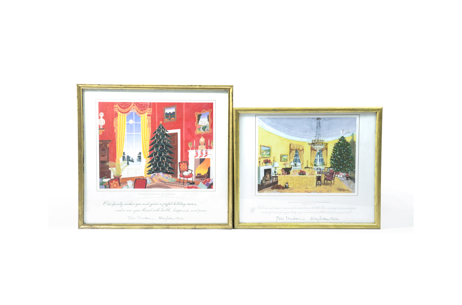 1994 and 2000 White House Christmas Cards in Frames