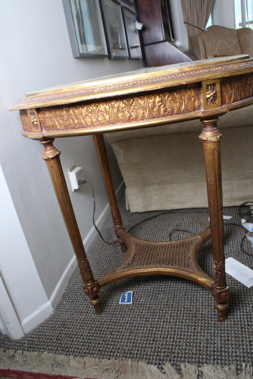 Ornate Louis XVI Style Marble Topped Accent Table