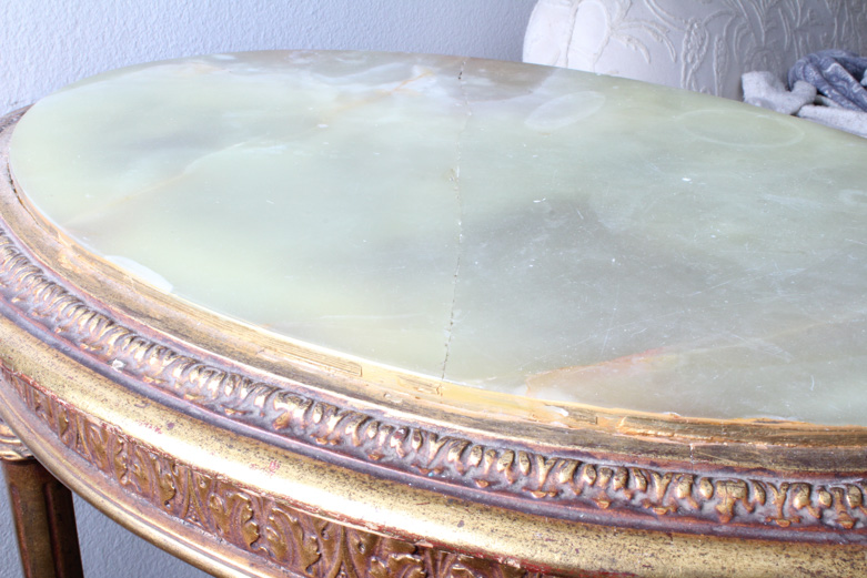 Ornate Louis XVI Style Marble Topped Accent Table