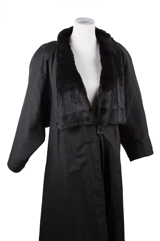 Silk Blend Coat with Mink Collar
